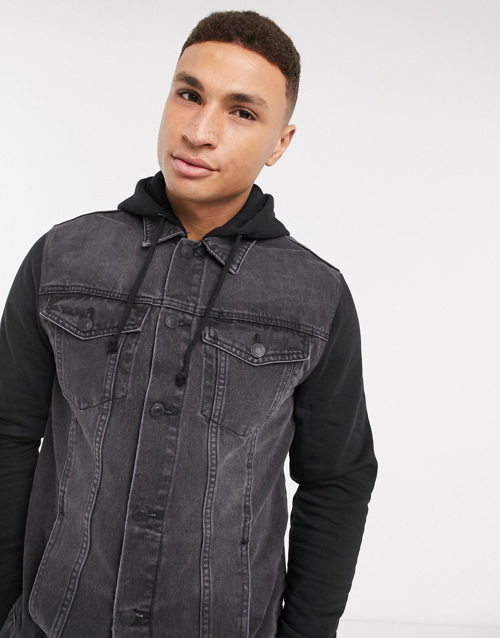 all black denim jacket mens