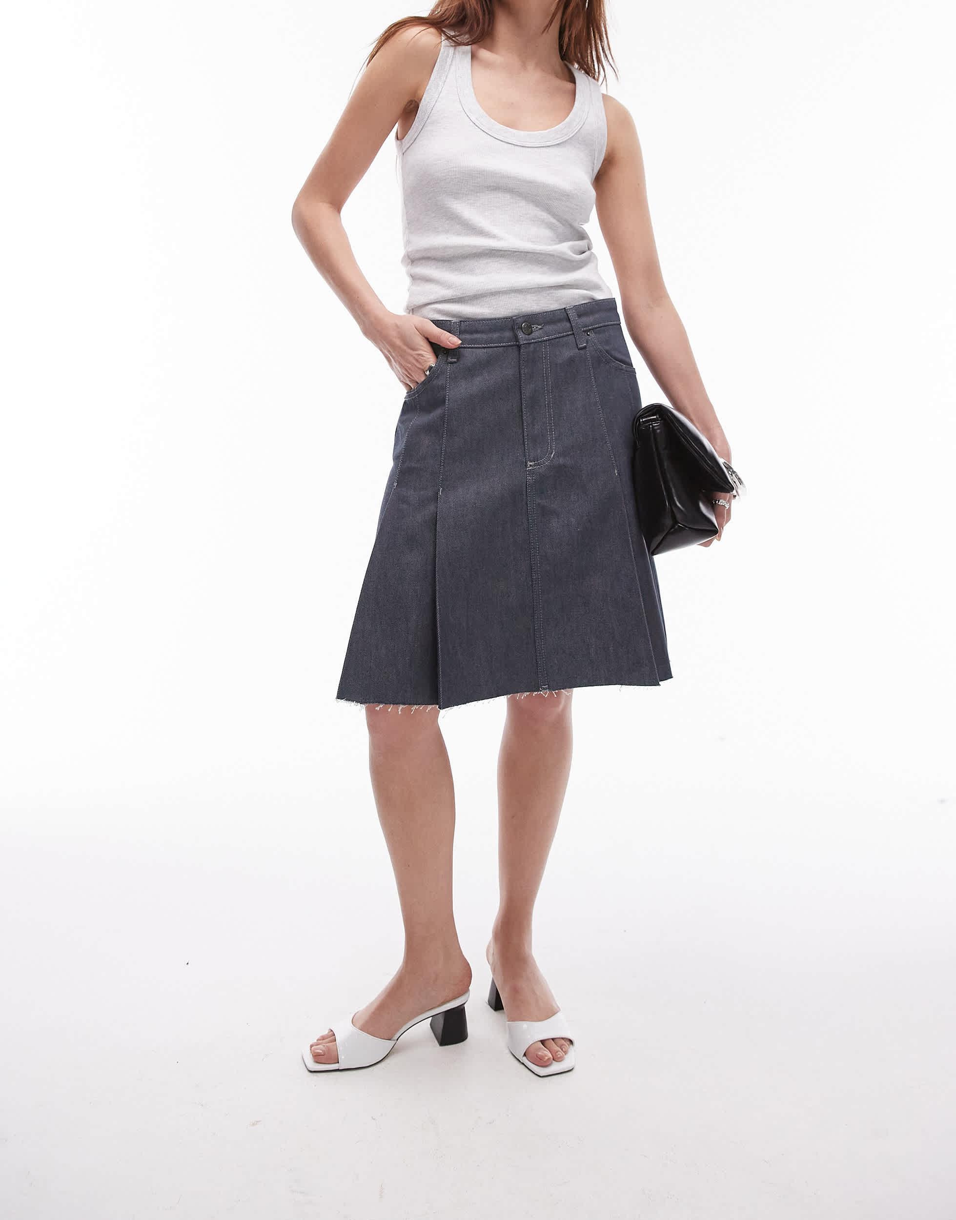 Knee length denim skirt topshop deals