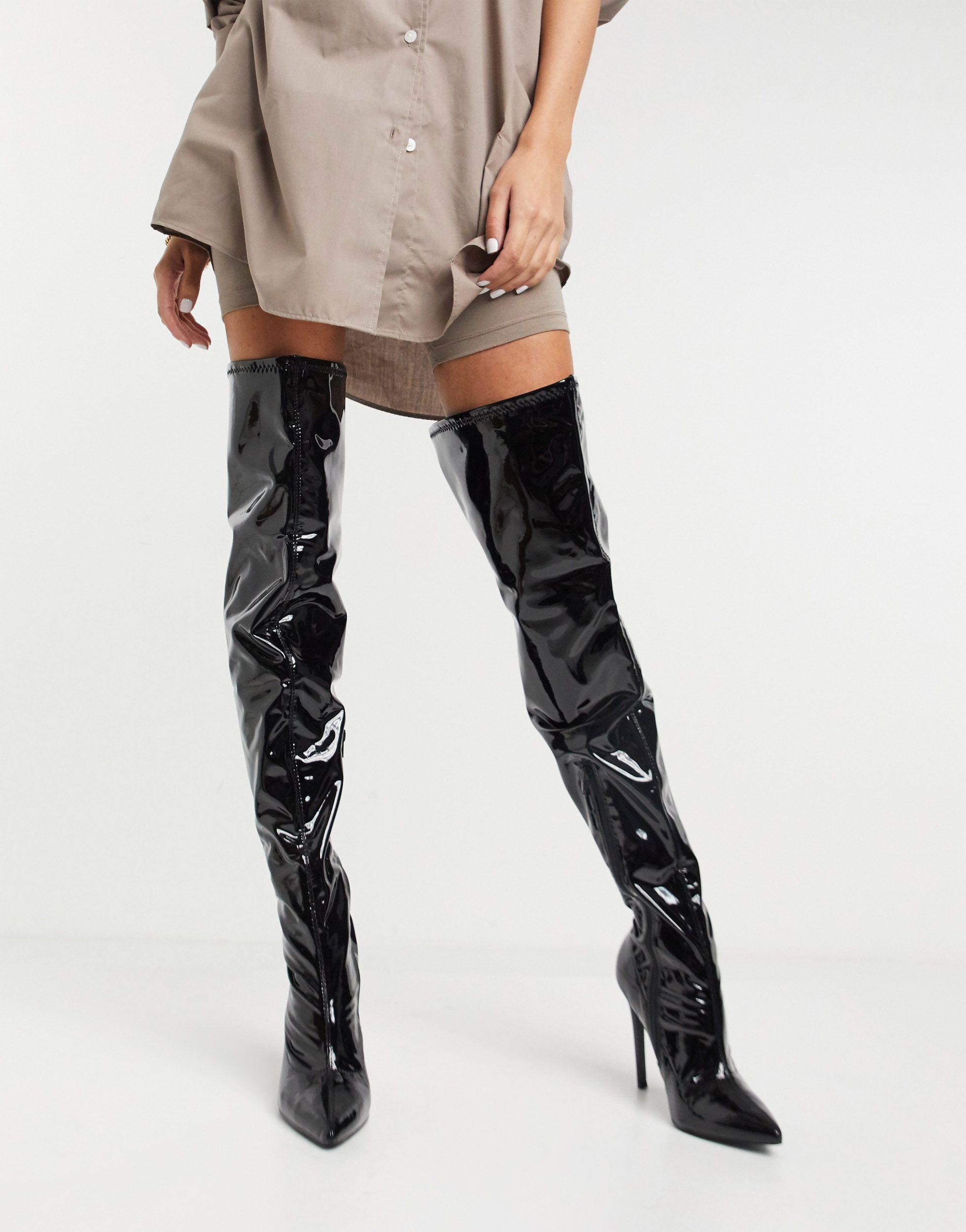 Botas altas hasta el muslo negras ASOS de color Negro | Lyst