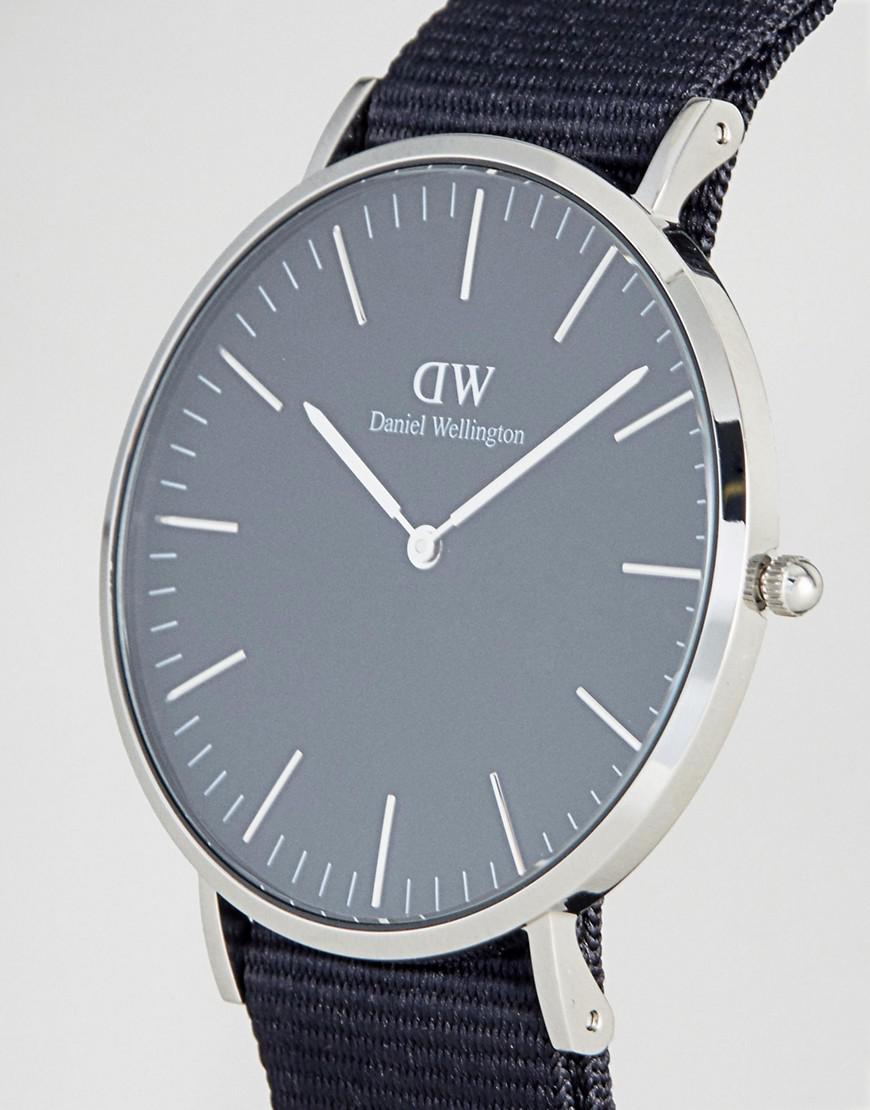 Daniel Wellington Classic Black Cornwall Nato Watch With Silver Dial 40mm  for Men - Lyst