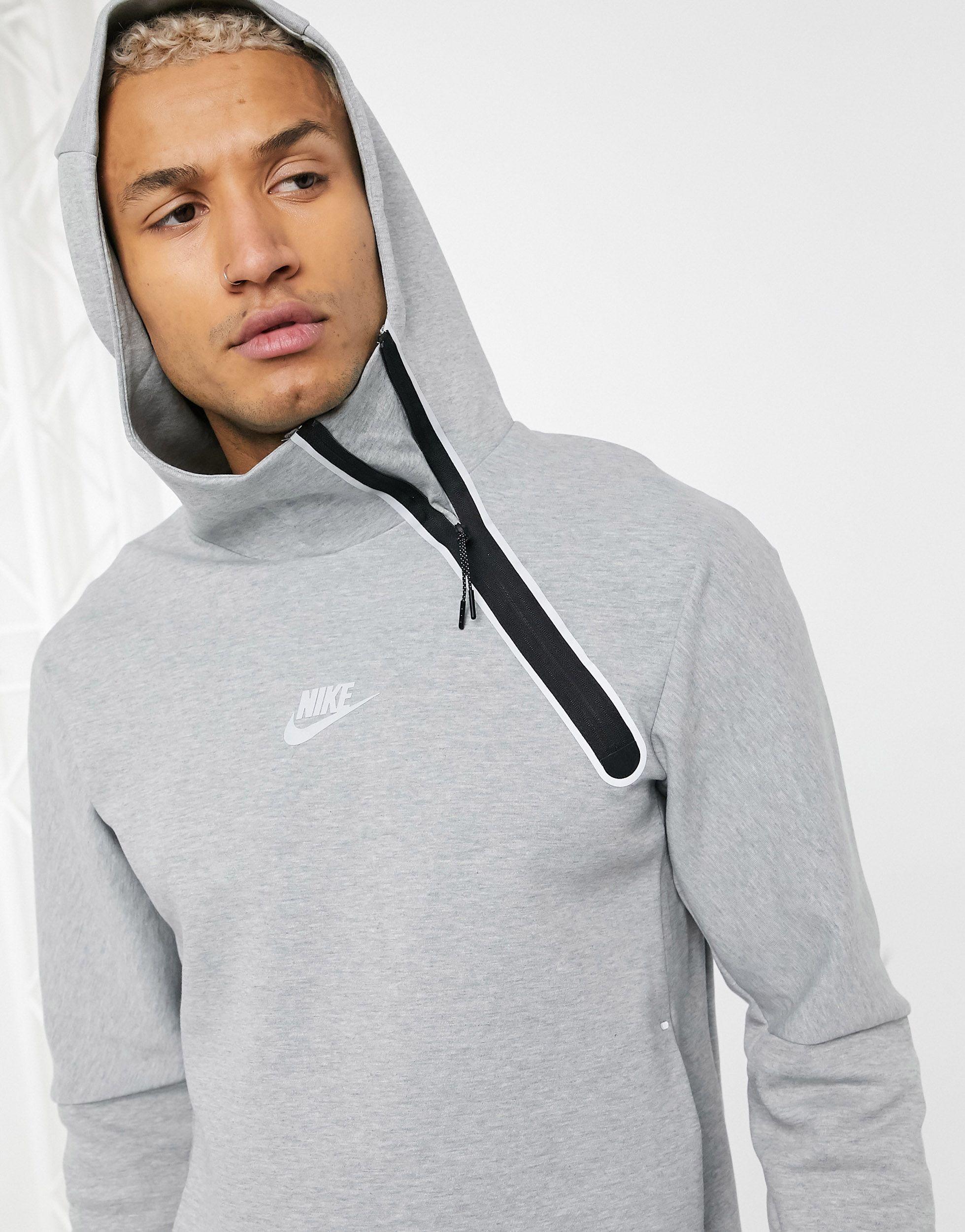 Nike Tech Fleece Asymmetric Half-zip Hoodie in Gray for Men | Lyst