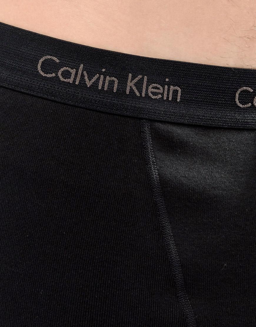 Calvin Klein Cotton Button Fly Boxer Trunks in Black for Men - Lyst
