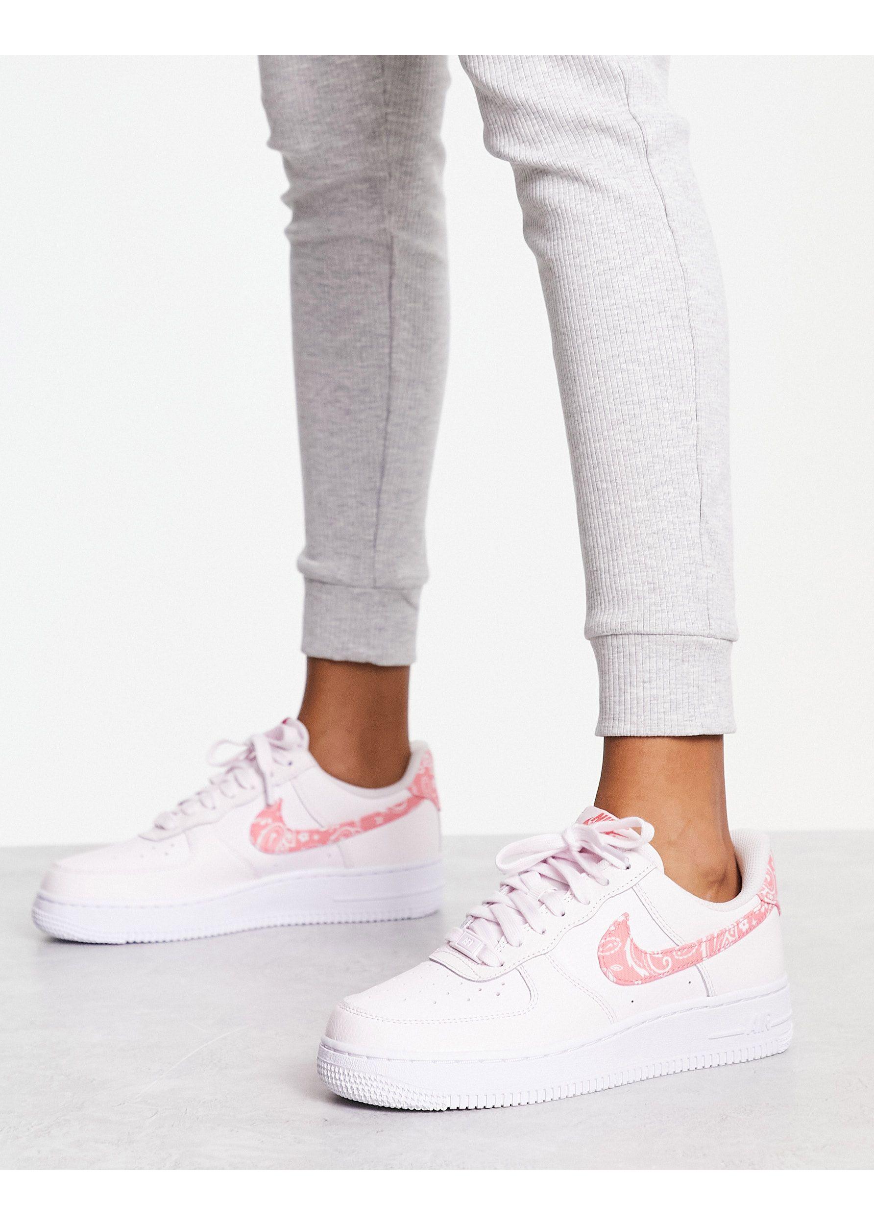 men's white and pink air force ones