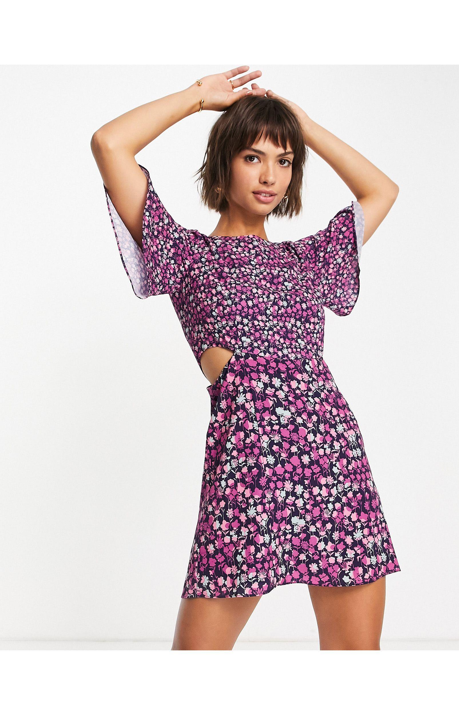 French Connection Bethany Verona Cut Out Mini Dress in Purple | Lyst