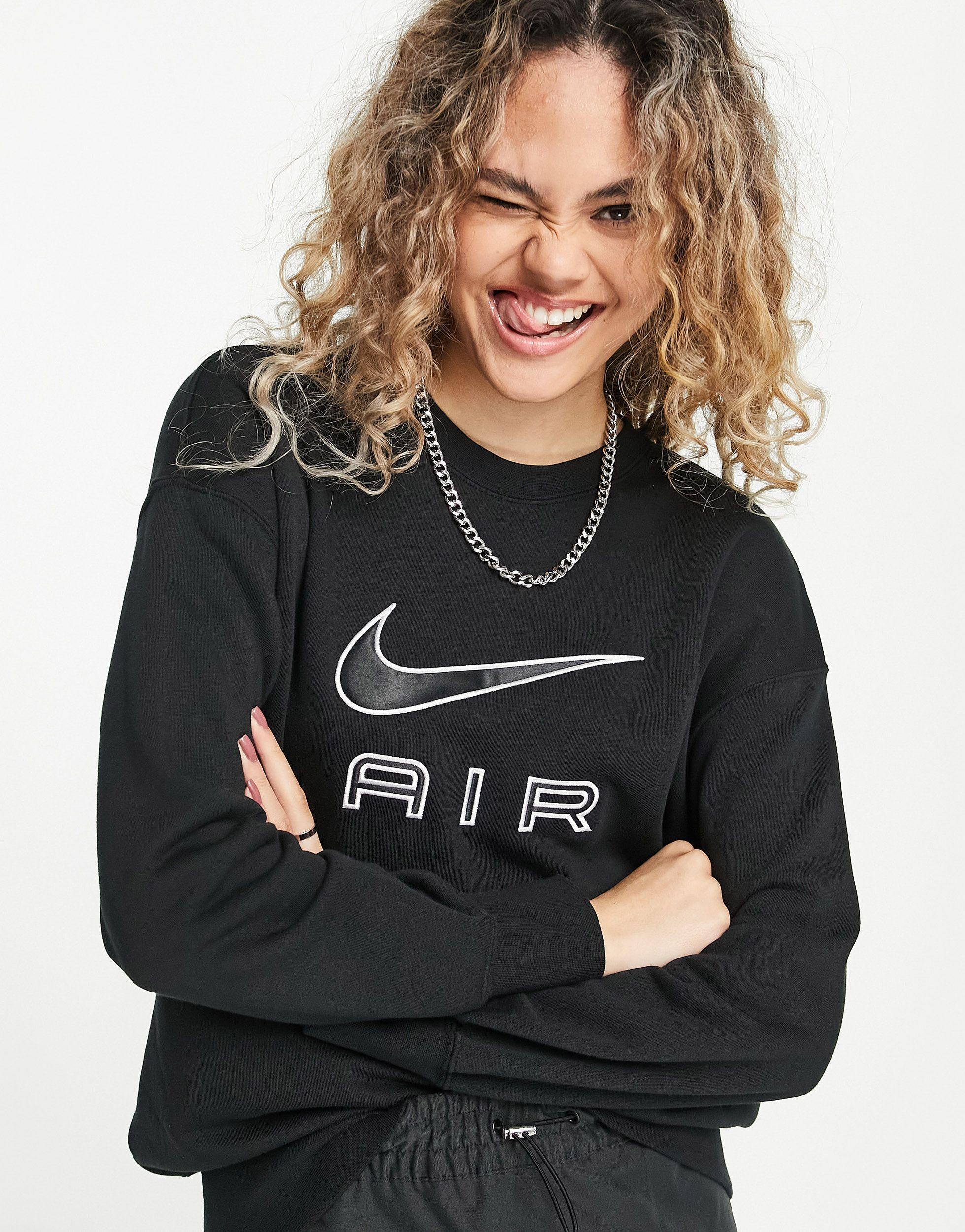 Nike Air Fleece Crew Neck Sweatshirt in Black | Lyst