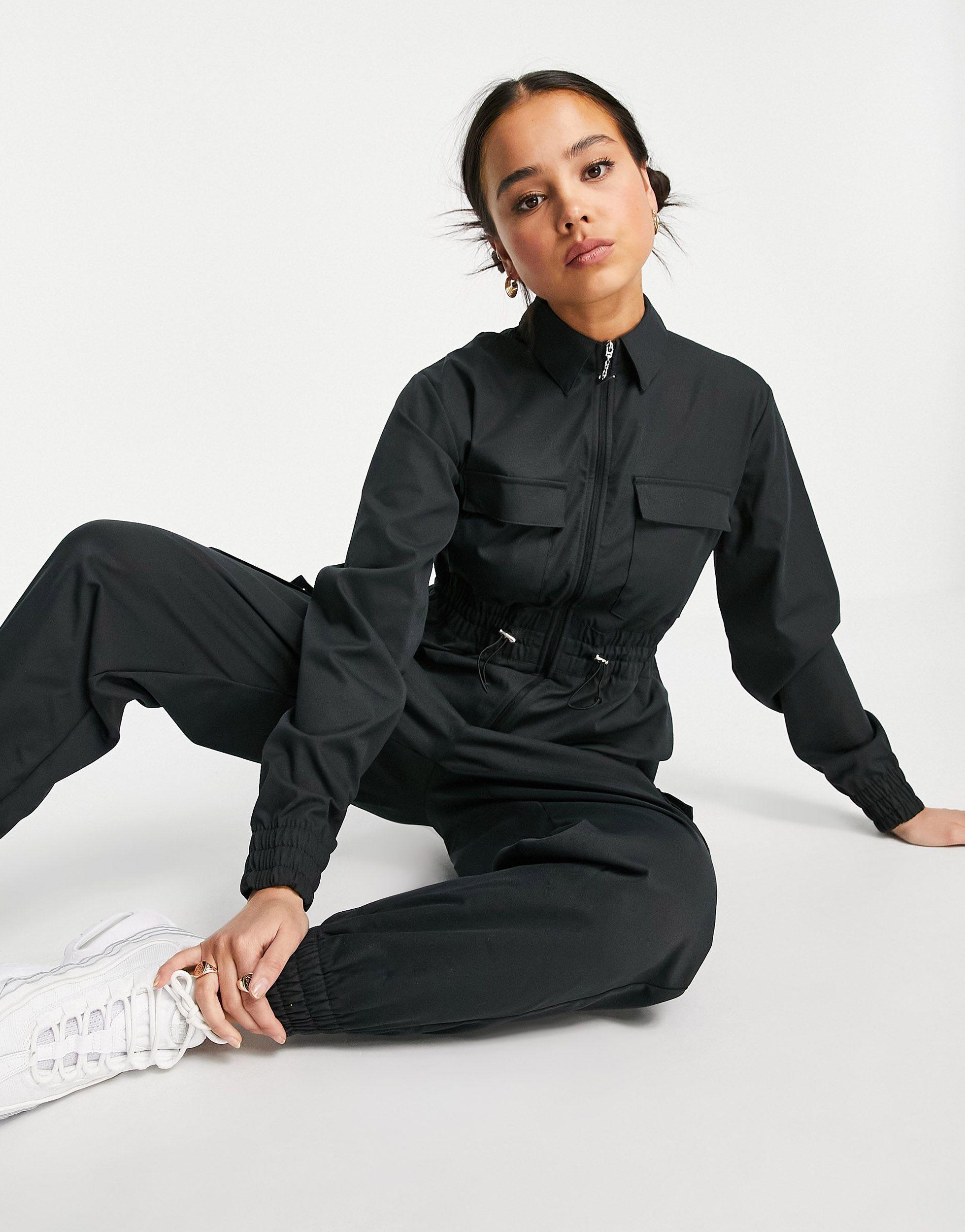 Nike Swoosh Utility Jumpsuit in Black | Lyst