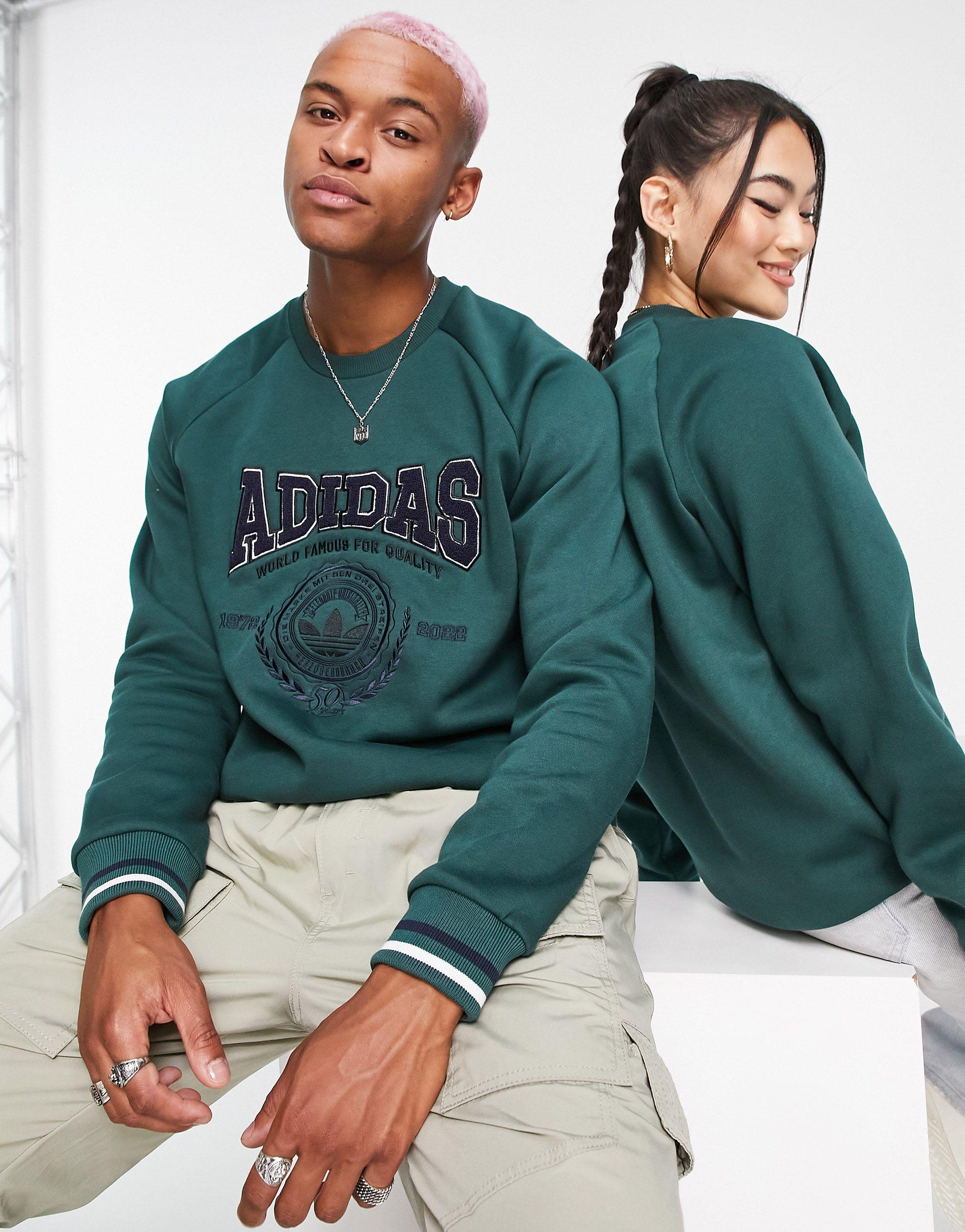 kust smal Slaapzaal adidas Originals Unisex 'preppy Varsity' Large Logo Sweatshirt in Green |  Lyst