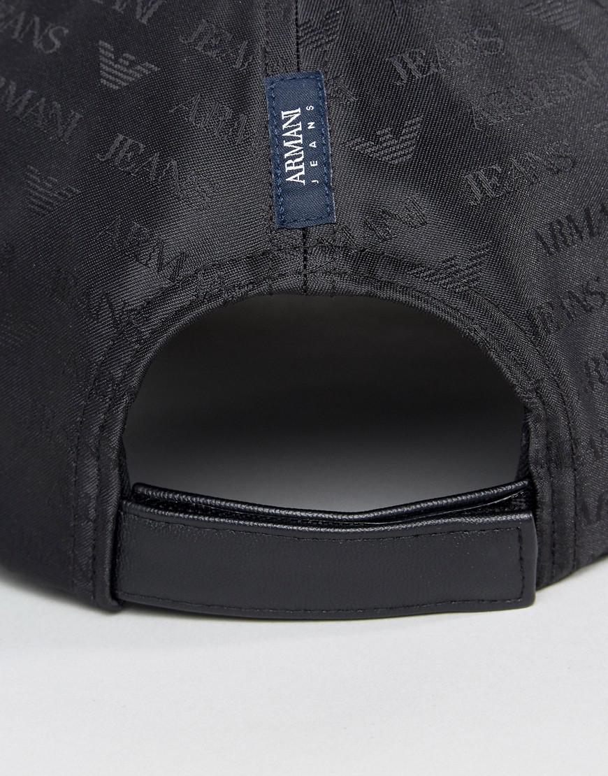 Armani Jeans Denim All Over Logo Baseball Cap In Black for Men | Lyst