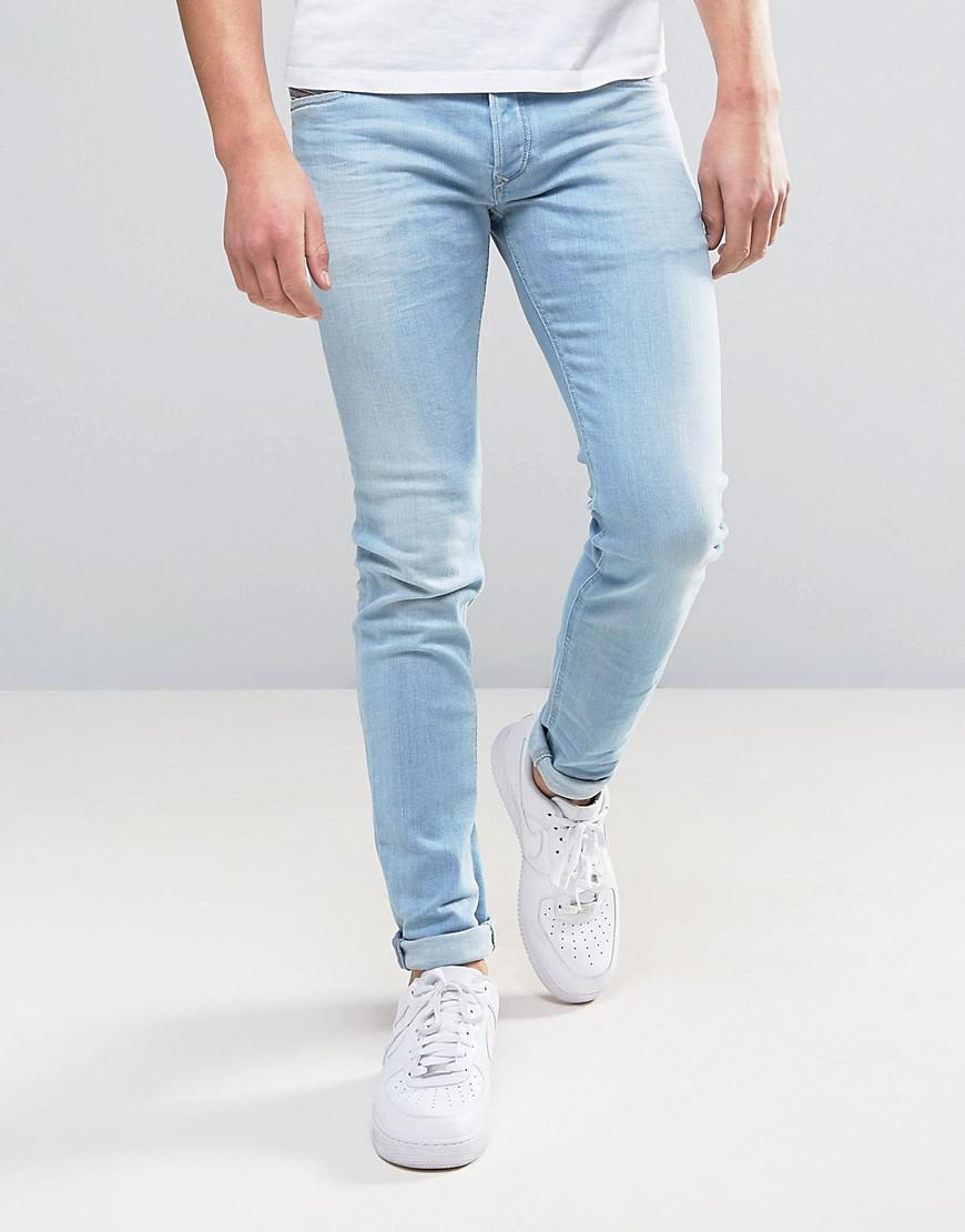 DIESEL Sleenker Skinny Jeans 084eb Light Wash in Blue for Men | Lyst