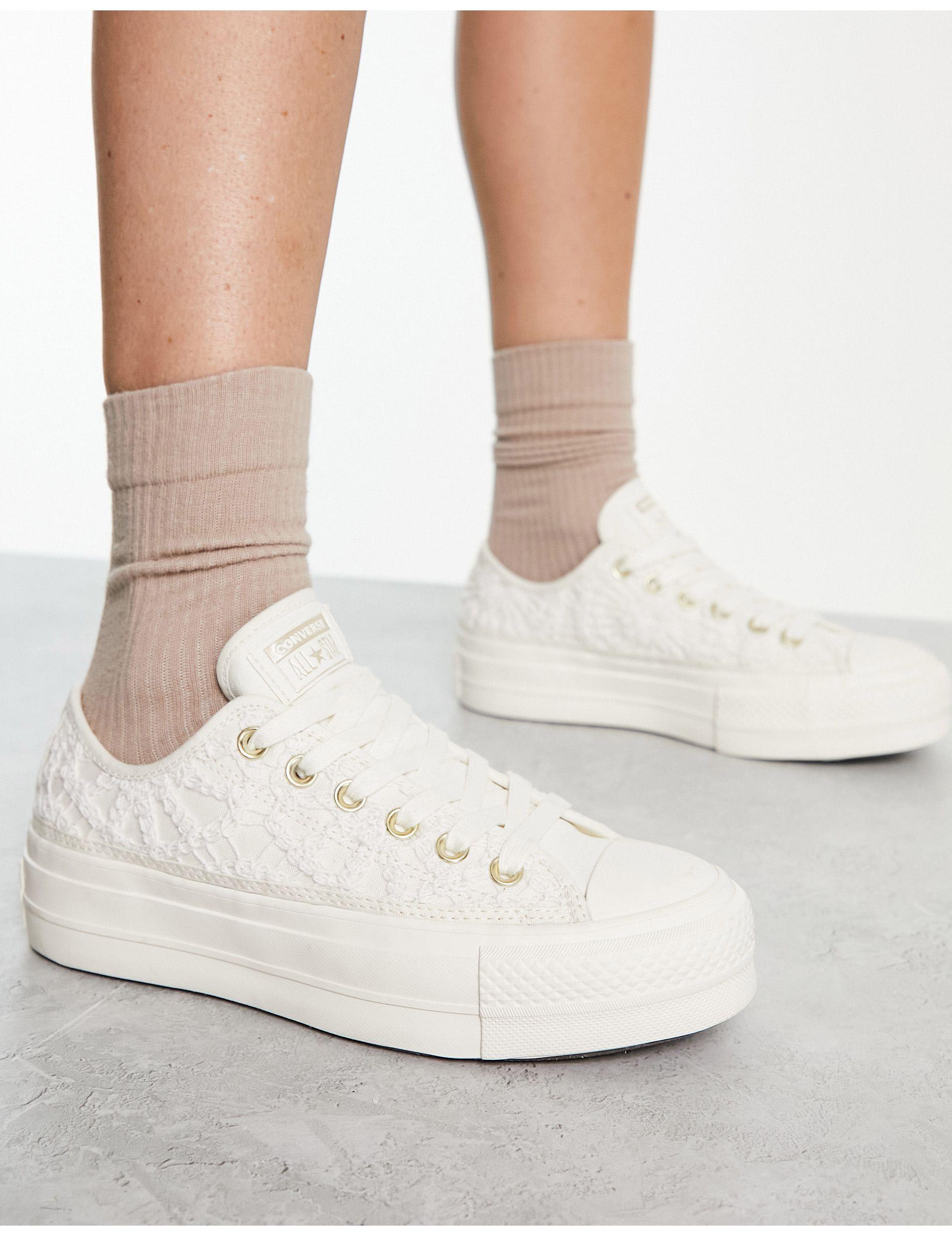 Converse Chuck Taylor All Star Lift Ox Crochet Trainers in White Lyst Australia