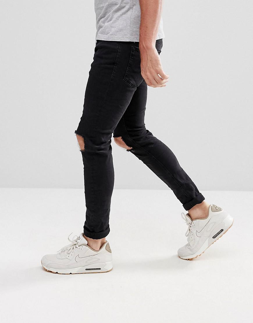 Jack & Jones Denim Intelligence Jeans In Skinny Fit With Open Rip Knee in  Black for Men - Lyst