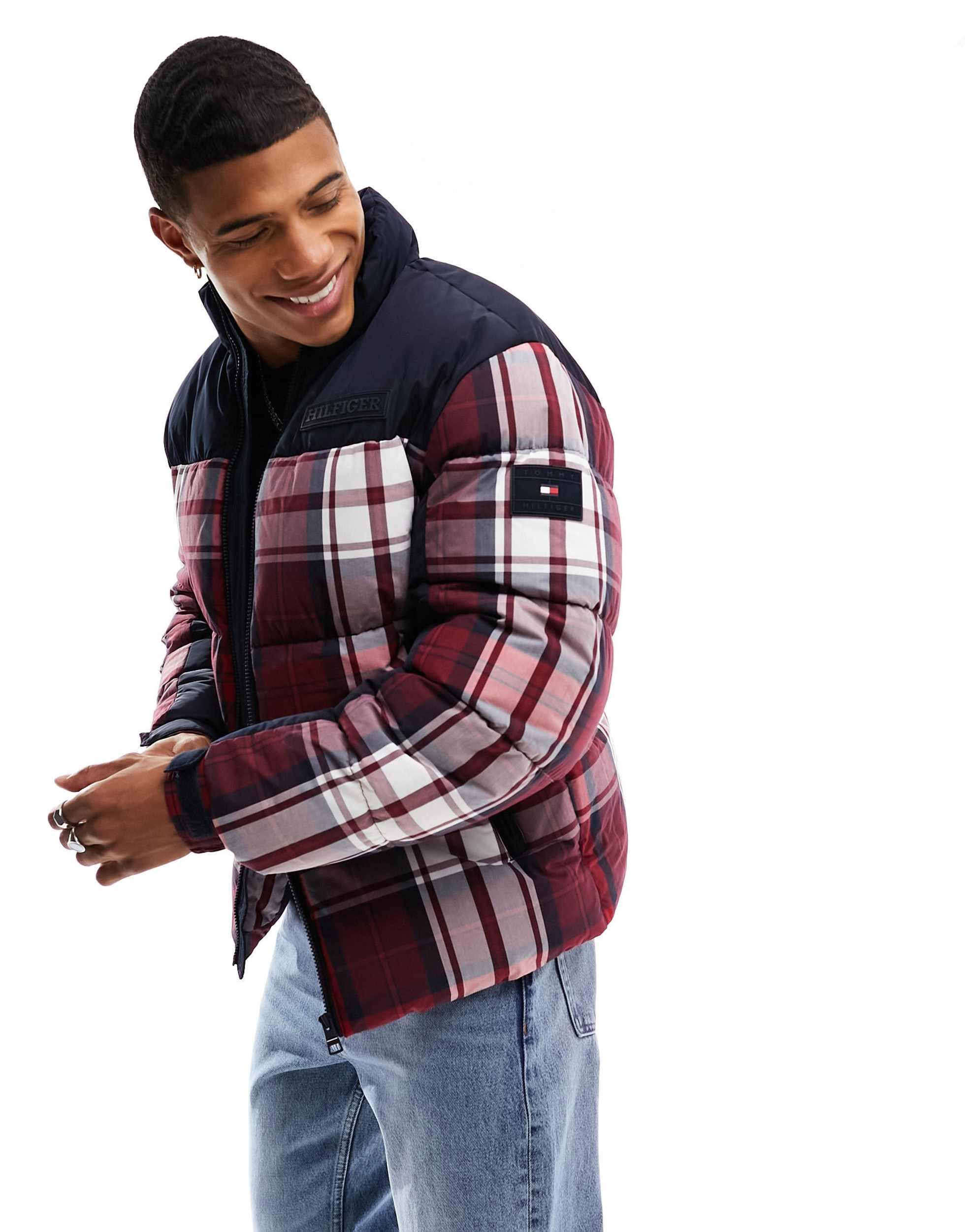 New york doudoune a carreaux Tommy Hilfiger pour homme en coloris Rouge Lyst