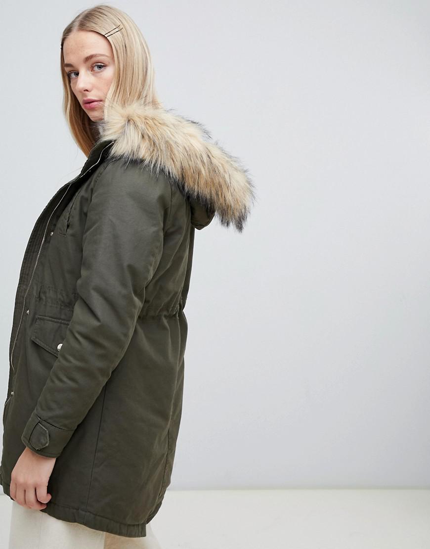 new look faux fur hood parka