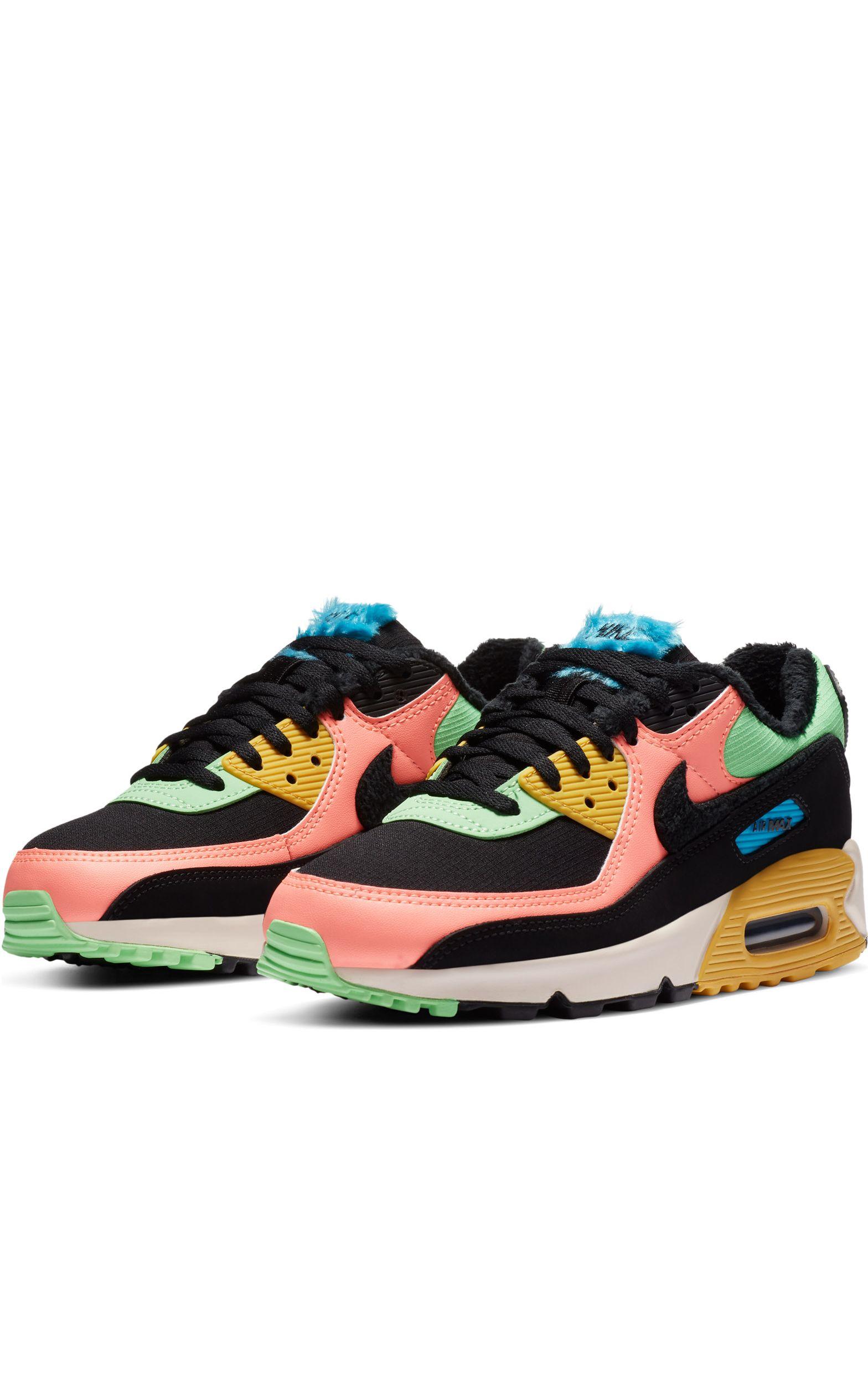 Air Max 90 - Sneakers con pelliccia sintetica nere e neon di Nike | Lyst