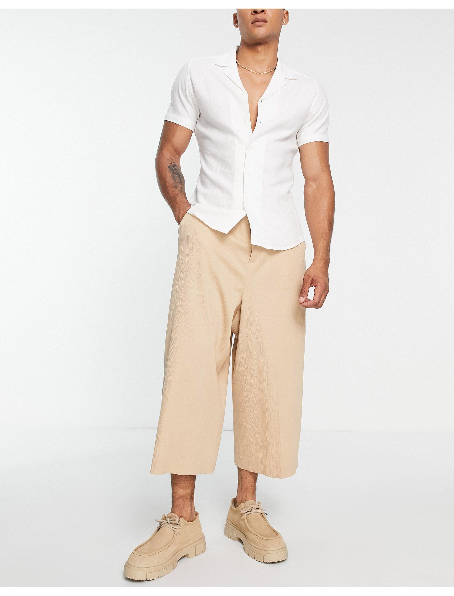 ASOS Extreme Wide Leg Culotte Smart Trousers in Natural for Men | Lyst