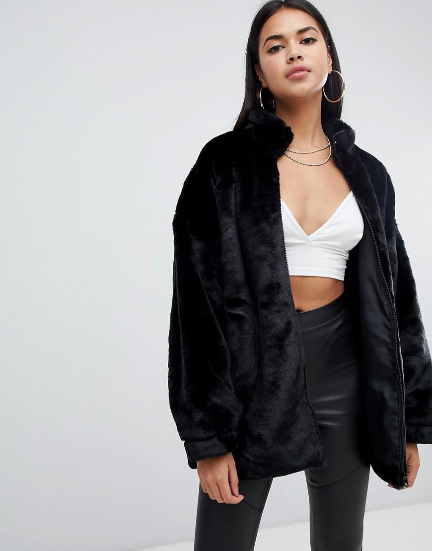 adidas black fur jacket
