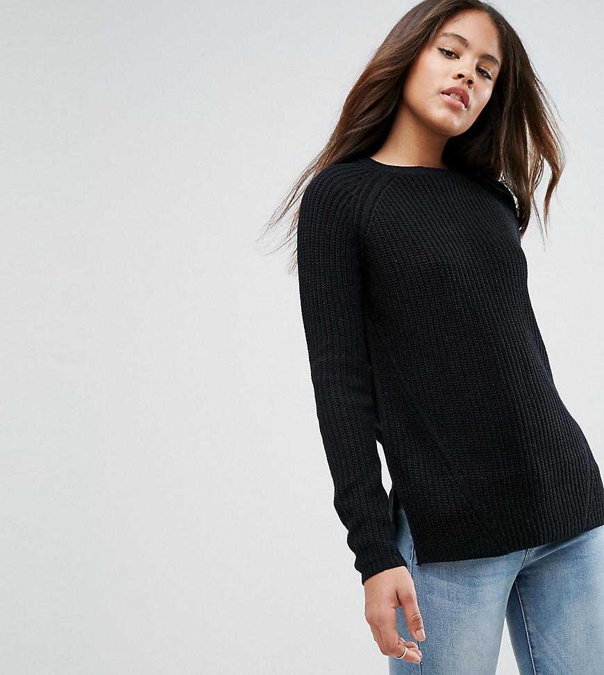 ASOS Synthetic Asos Design Tall Chunky Jumper With Crew Neck in Black - Lyst