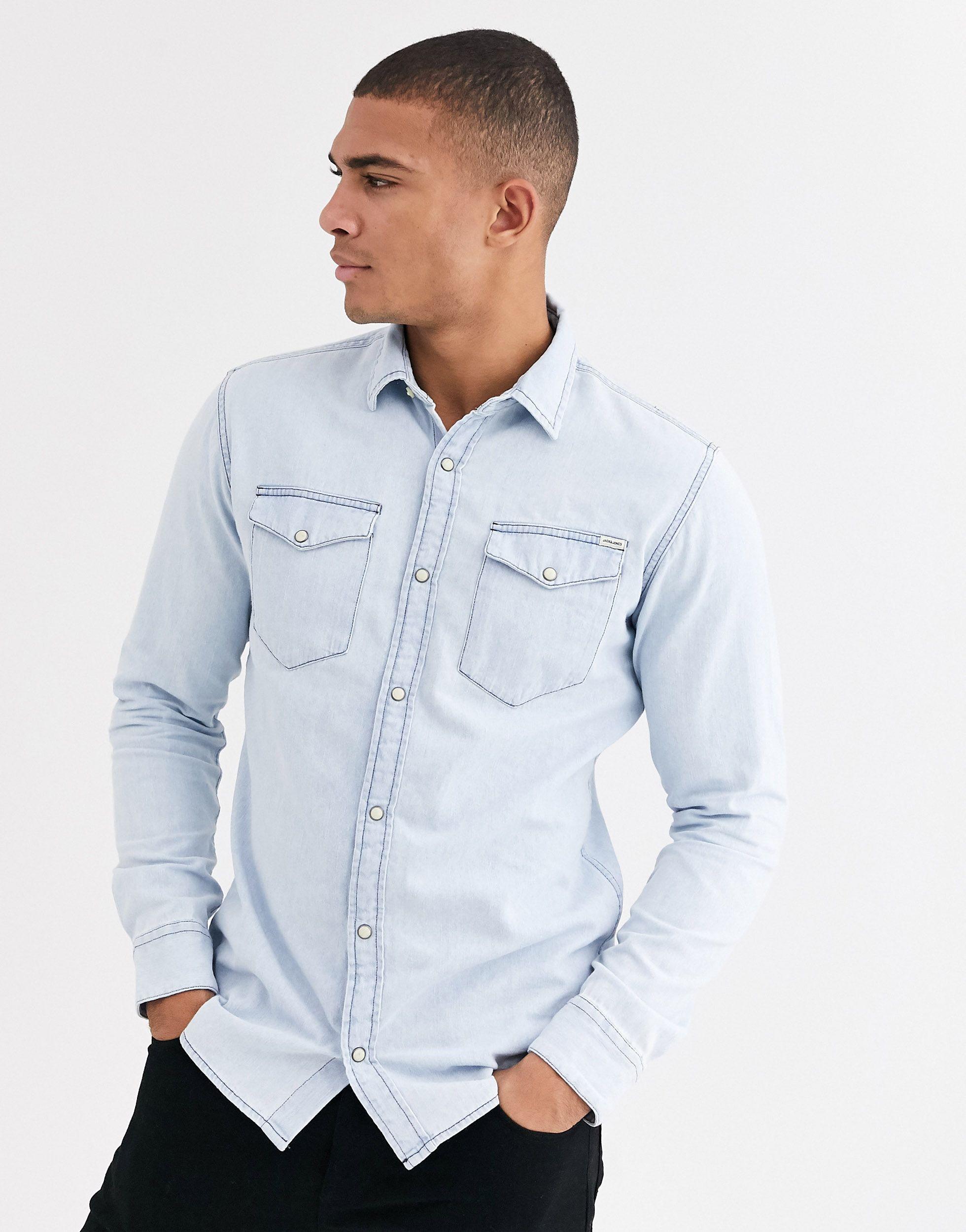 Jack & Jones Essentials Denim Shirt in Blue for Men | Lyst Canada