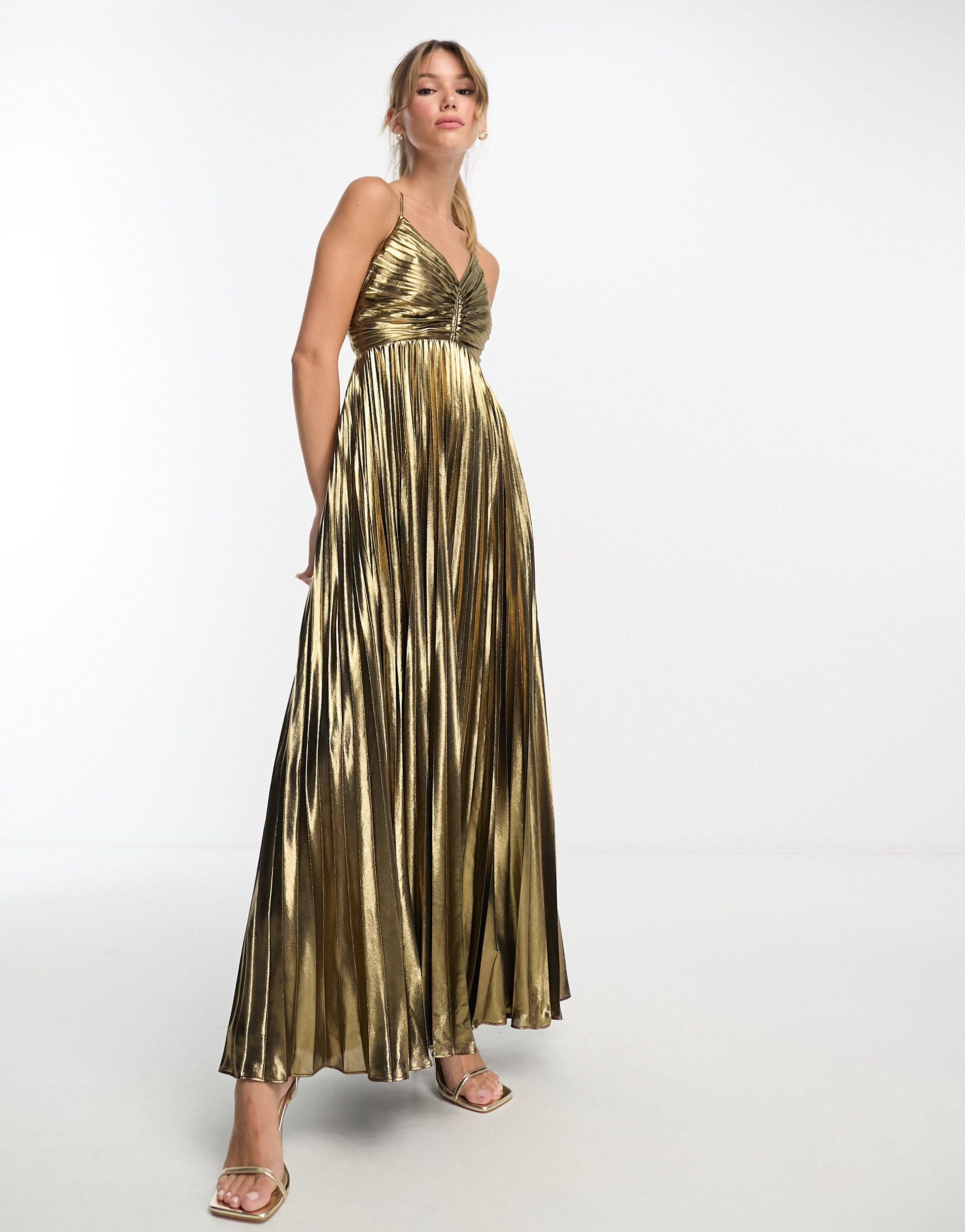 EVER NEW Metallic Pleated Cross Over Maxi Dress | Lyst EVER NEW Metallic Pleated Cross Over Maxi Dress | Lyst