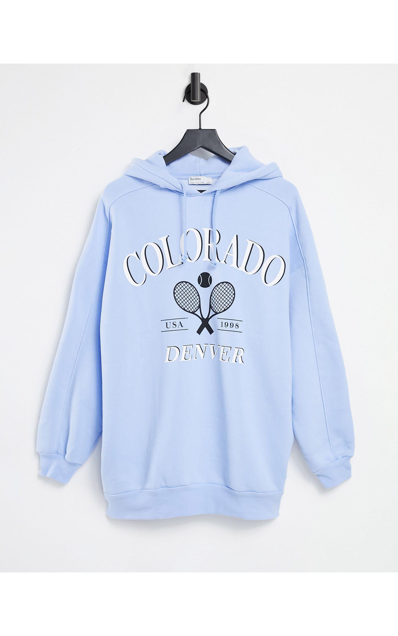 Bershka Varsity Oversized Hoodie in Blue | Lyst Canada