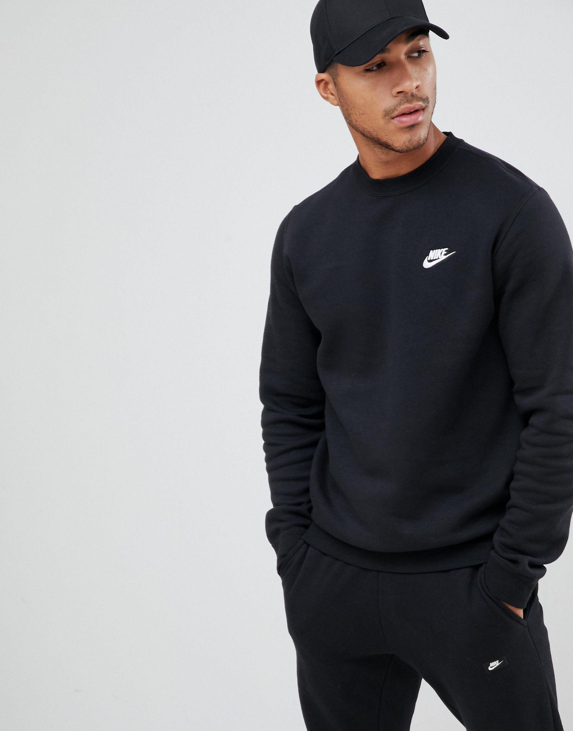 Nike Cotton Club Crew Sweatshirt in Black for Men - Save 41% - Lyst