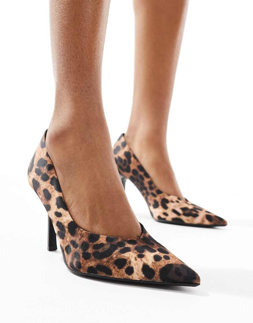 Scarpe Decollete Con Tacco Leopardate di Stradivarius in Marrone Lyst