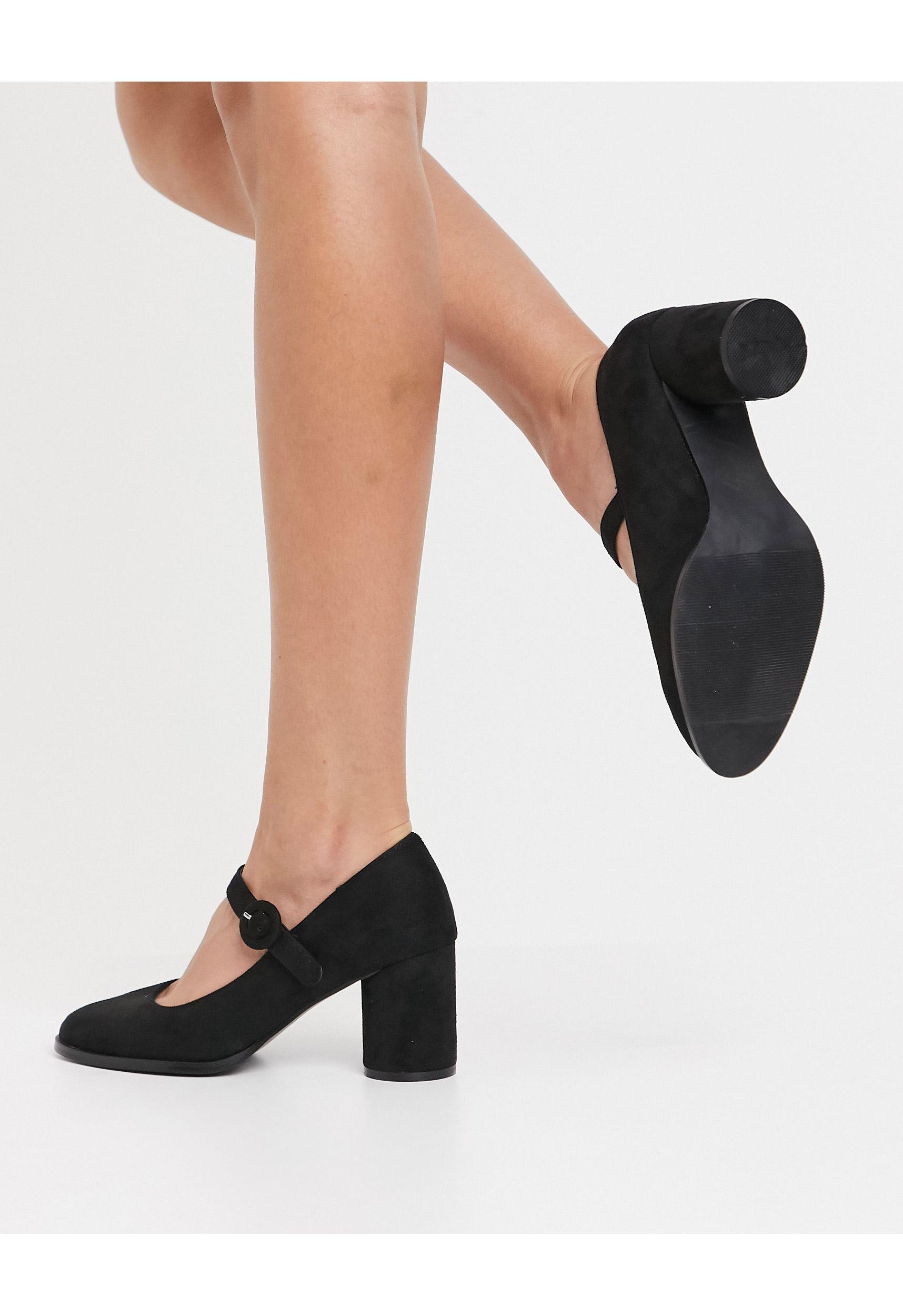 Jennifer Scarpa Mary Jane a pianta larga con tacco nera di