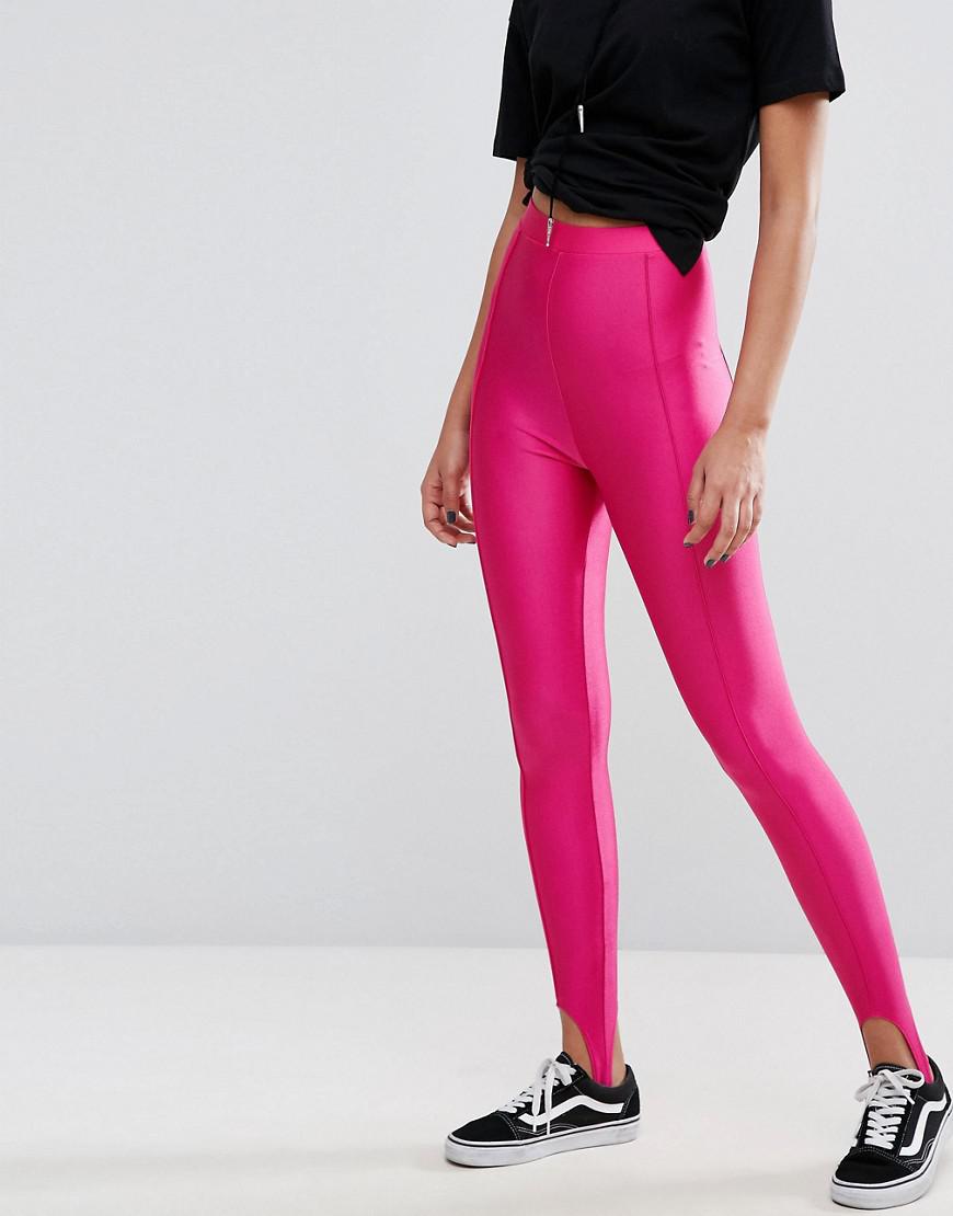 ASOS Disco Stirrup Leggings in Pink | Lyst