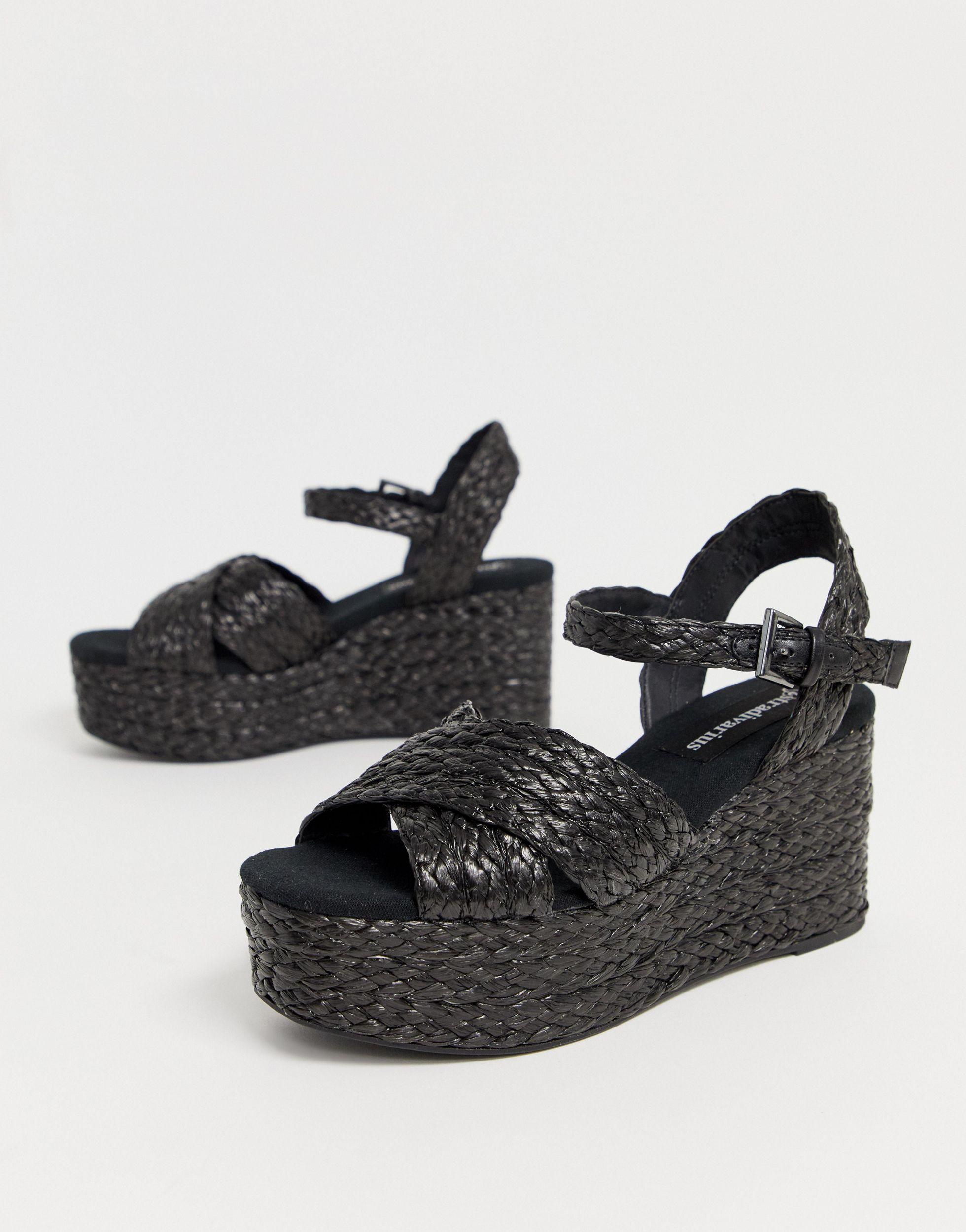 Sandalias Stradivarius de Denim de color Negro | Lyst