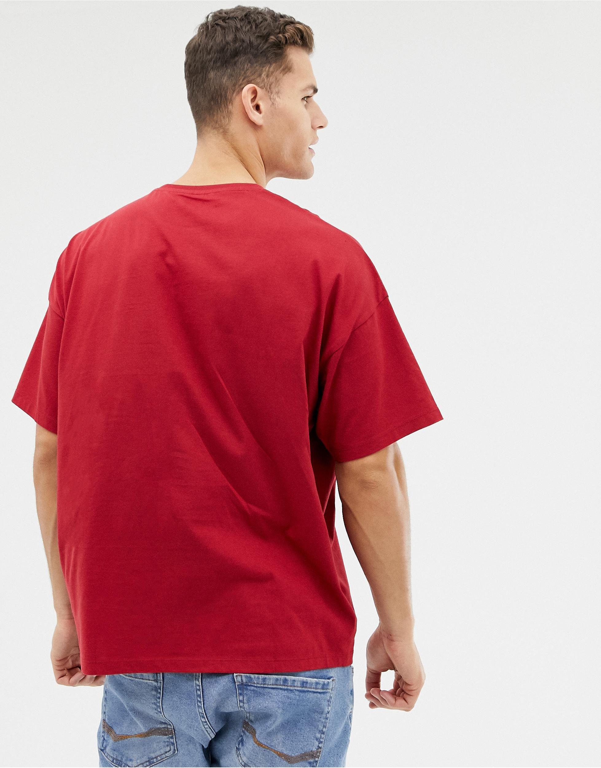ASOS Oversized T-shirt With Crew Neck in Red for Men | Lyst