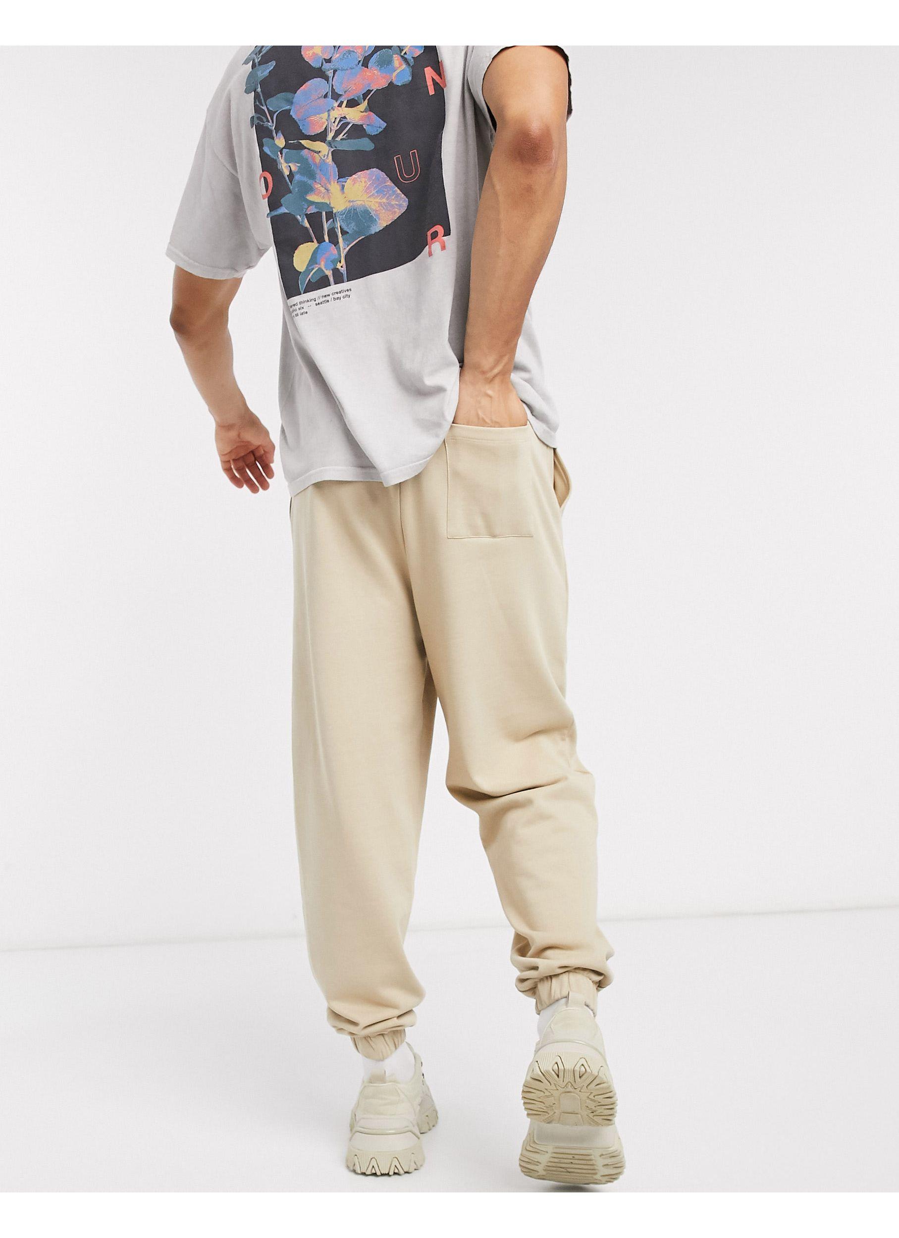 ASOS Cotton Oversized joggers in Beige (Natural) for Men - Lyst