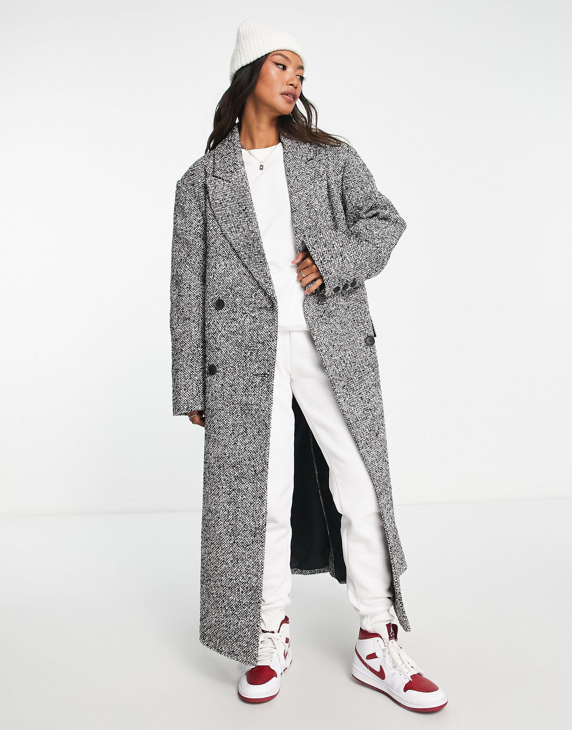 ASOS Salt And Pepper Dad Coat in White Lyst