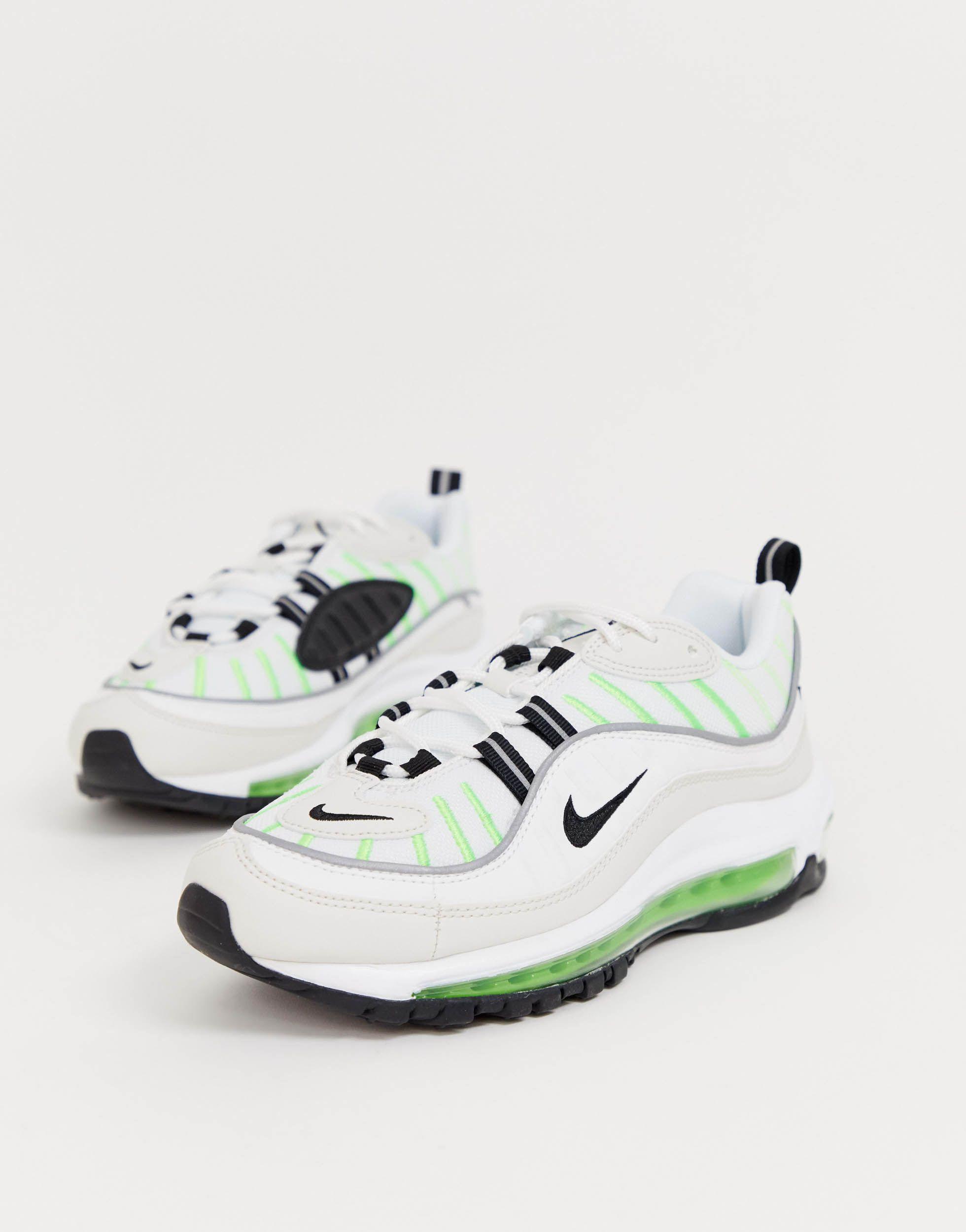 Nike Air Max 98 Trainers in White (Green) | Lyst