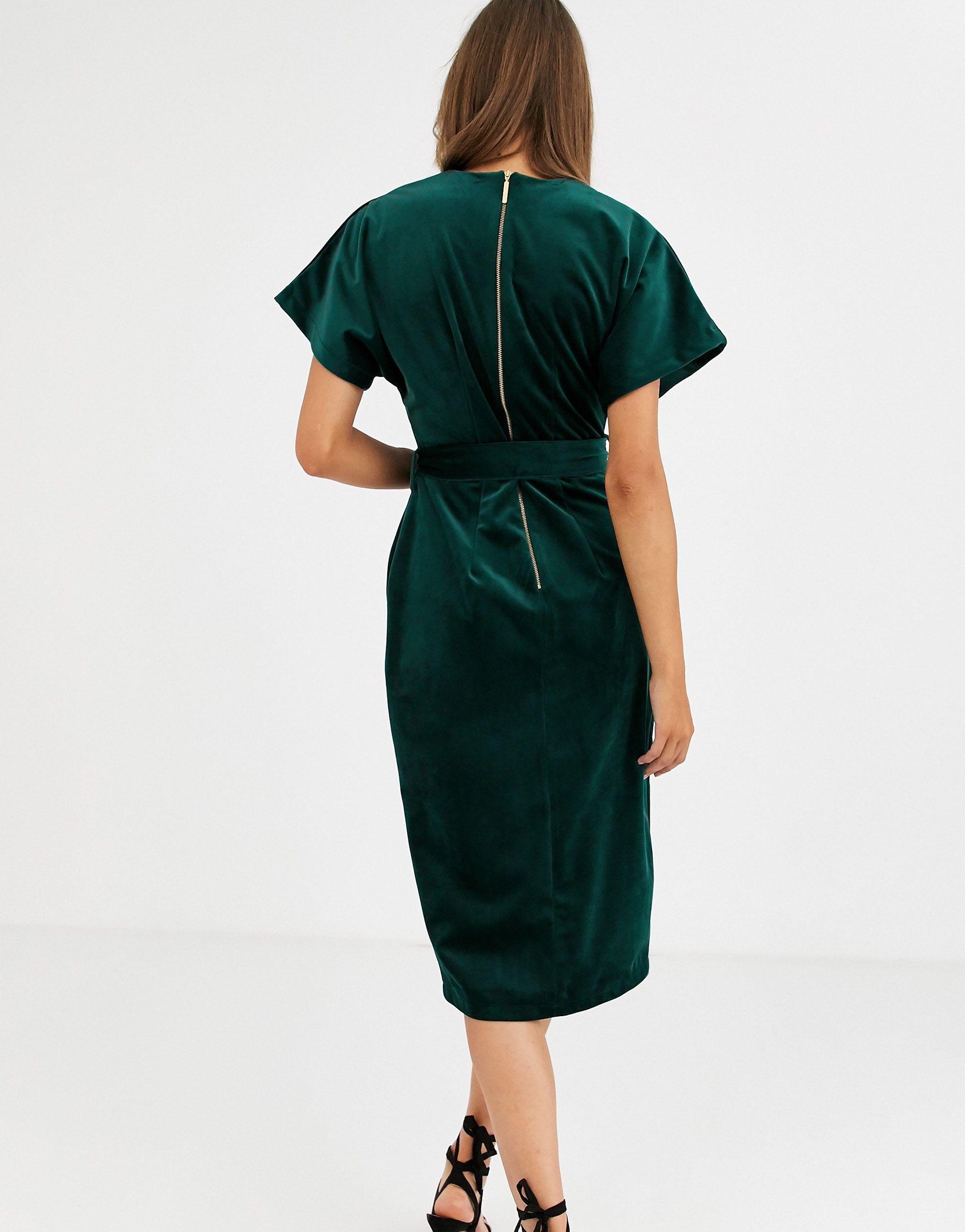 closet green velvet kimono dress