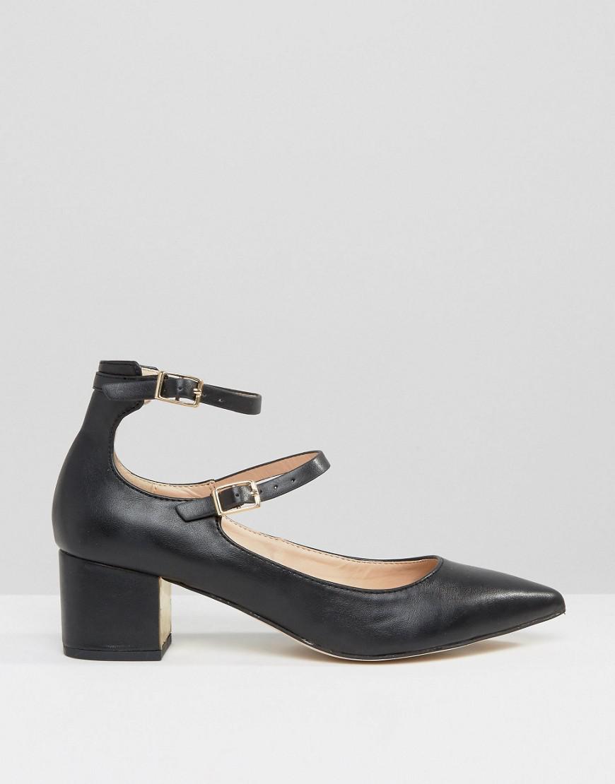 Double Strap Pointed Heeled Shoes 