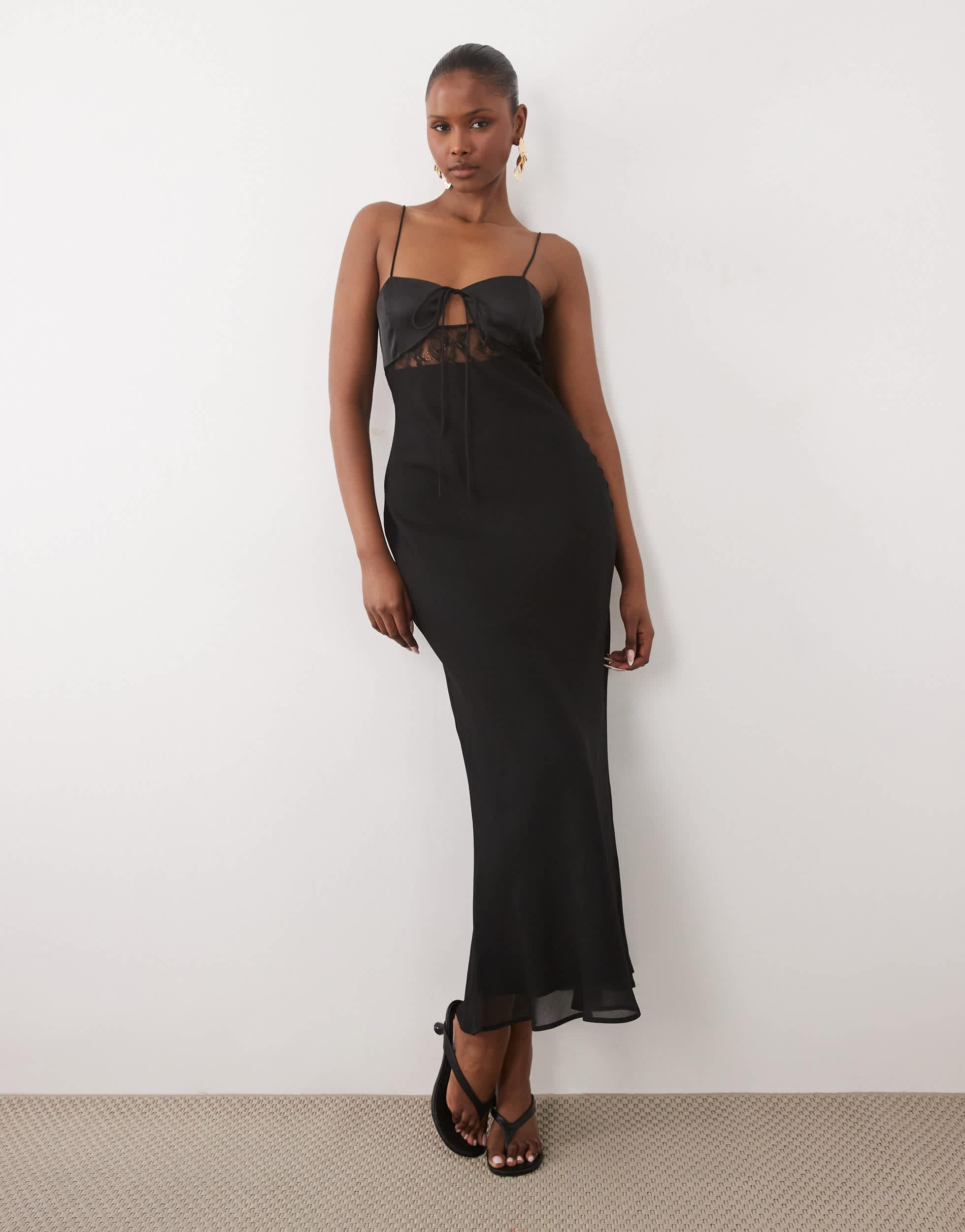 bias cut dresses Rosalia Satin Bias Cut Maxi Dress Butter – VRG GRL main image 0