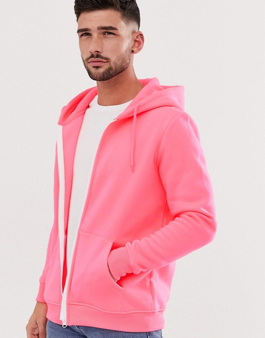 Brave Soul Zip Through Hoodie in Pink for Men | Lyst