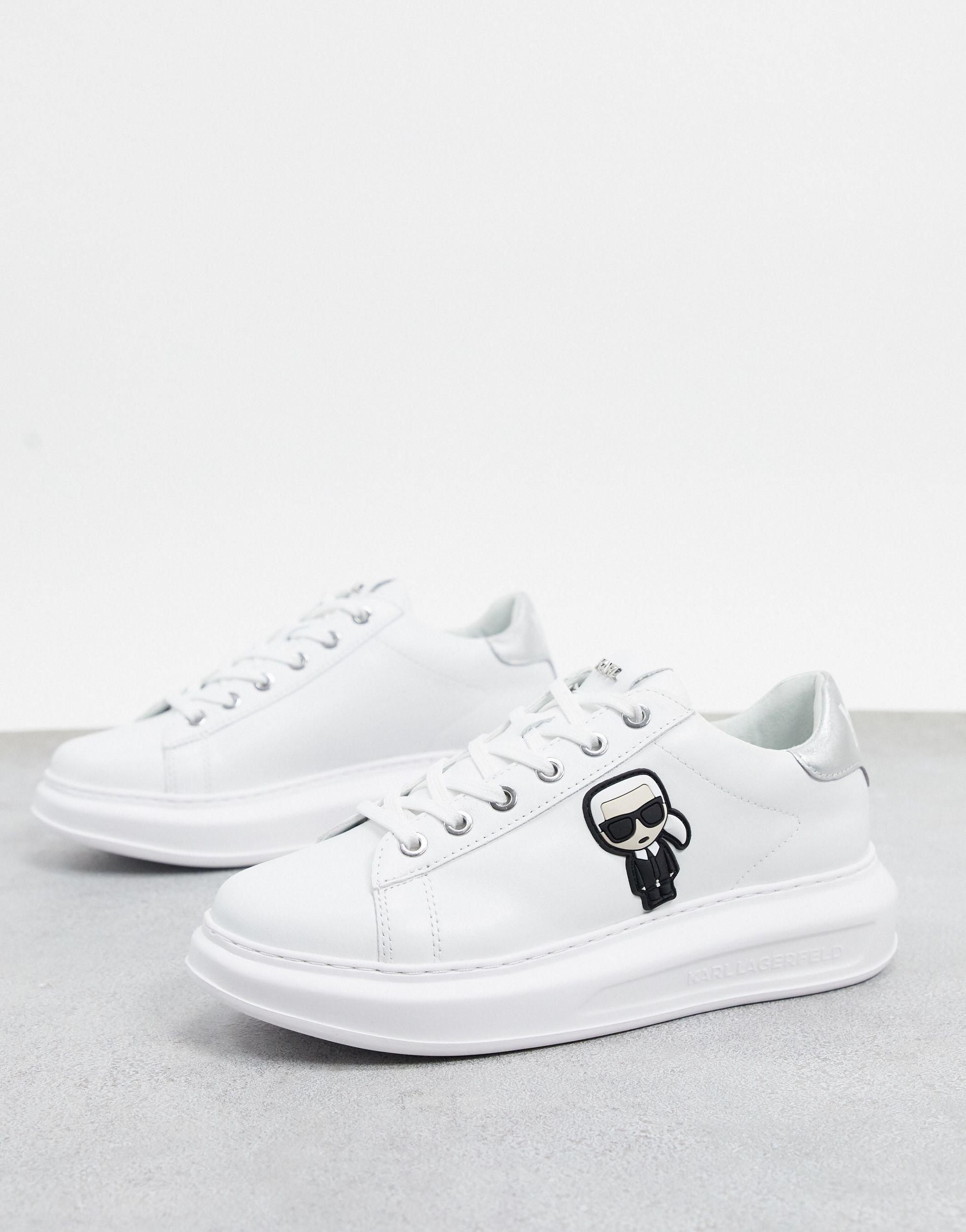 Baskets plateforme en cuir avec bordure argentée Cuir Karl Lagerfeld en  coloris Blanc - Lyst