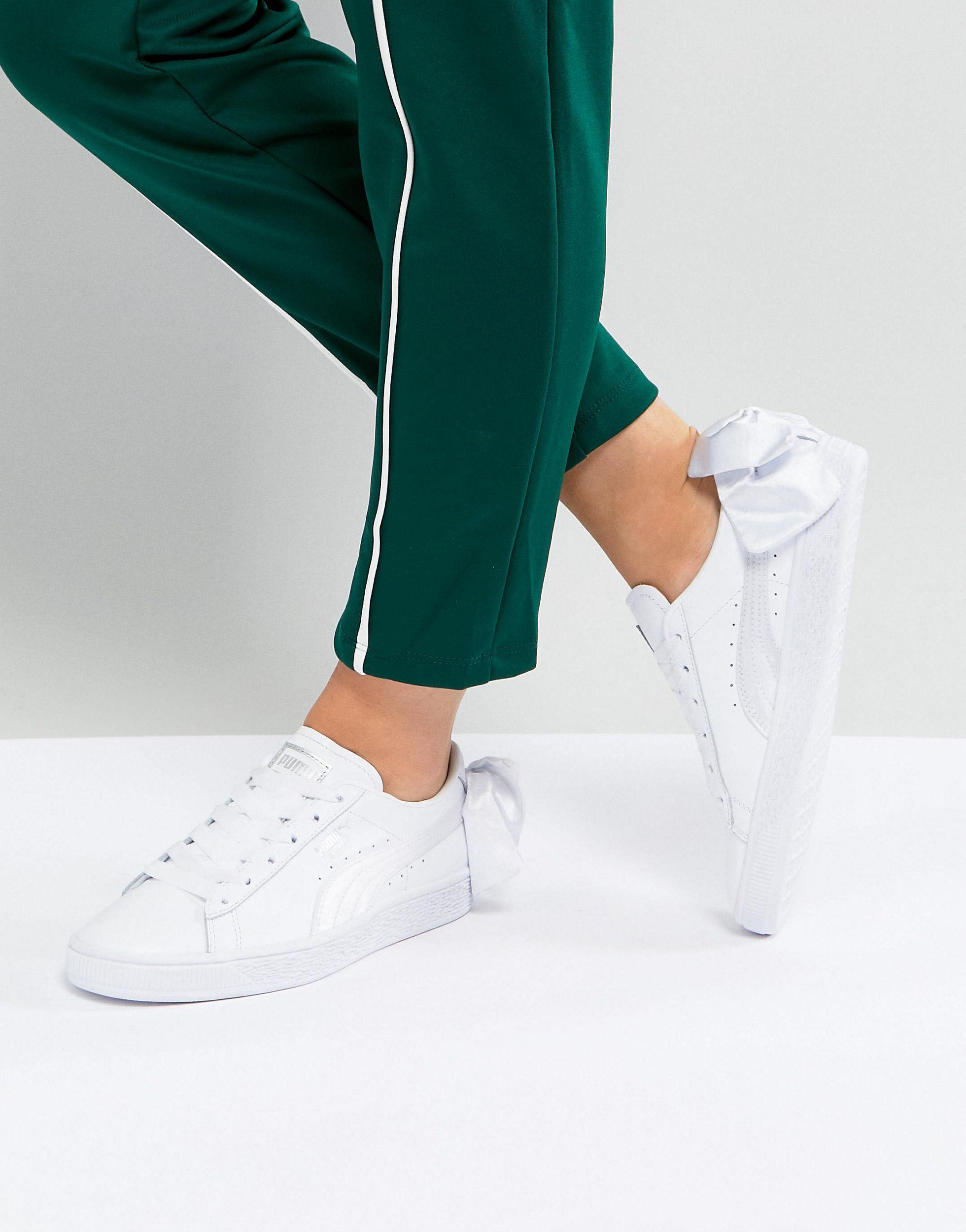 PUMA Suede Bow Trainers in White - Lyst