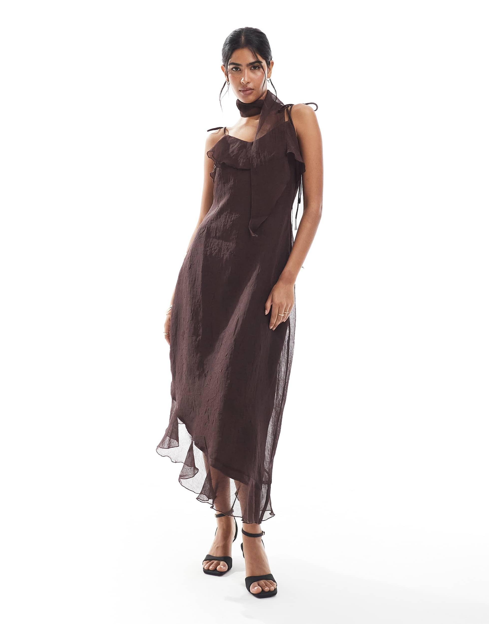 vero moda chiffon dress Vero Moda - Smilla Cowl Neck Midi Dress - Women - Polyester - M