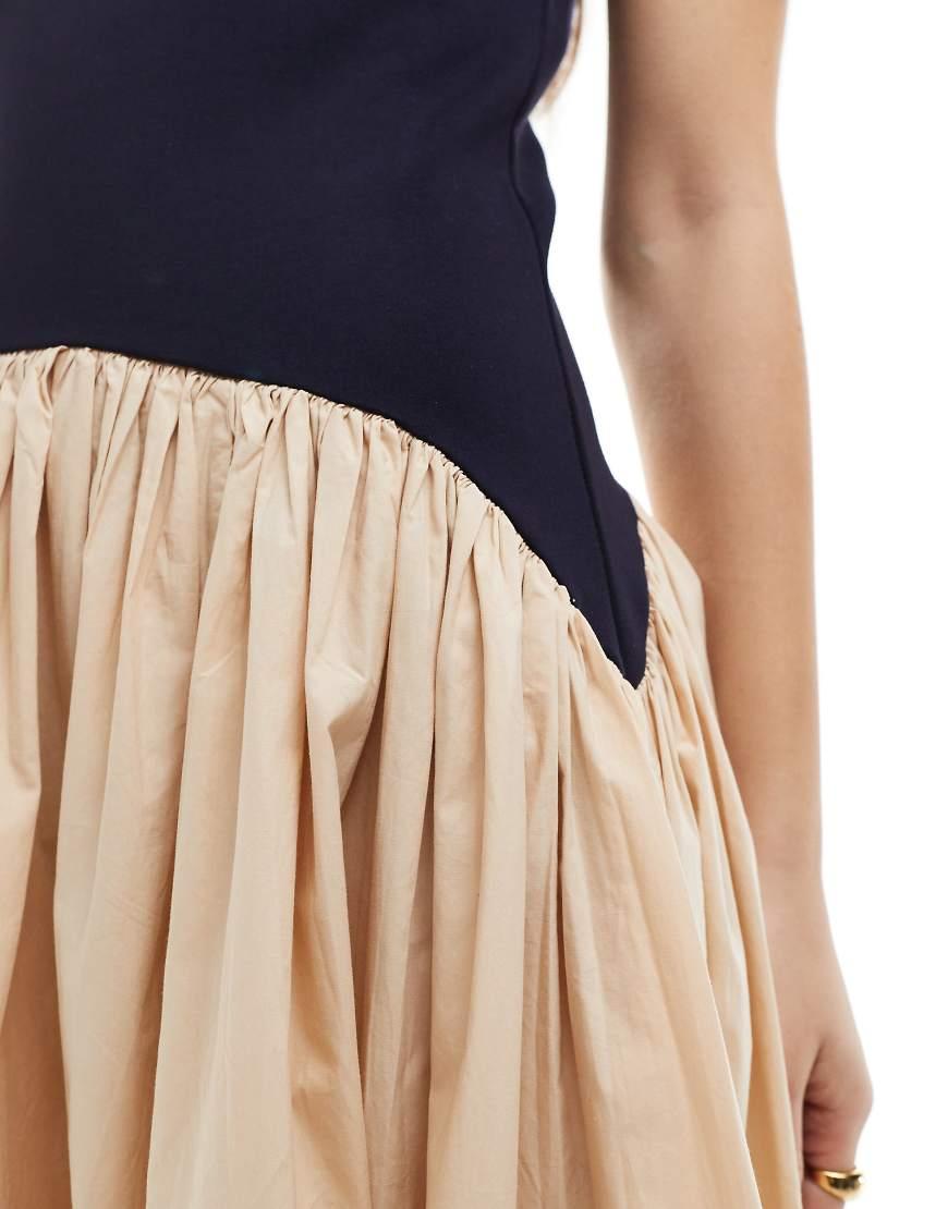 French Connection Jia Drop Waist Midi Dress in Natural | Lyst UK