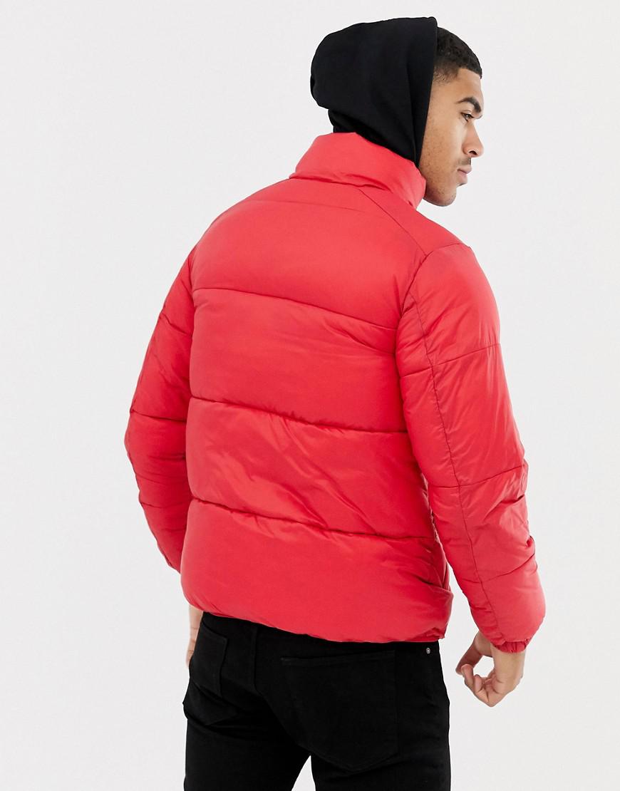 Pull And Bear Red Puffer Jacket Online Sale, UP TO 52% OFF