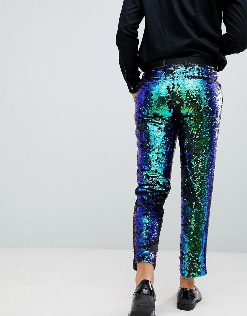 green sequin pants