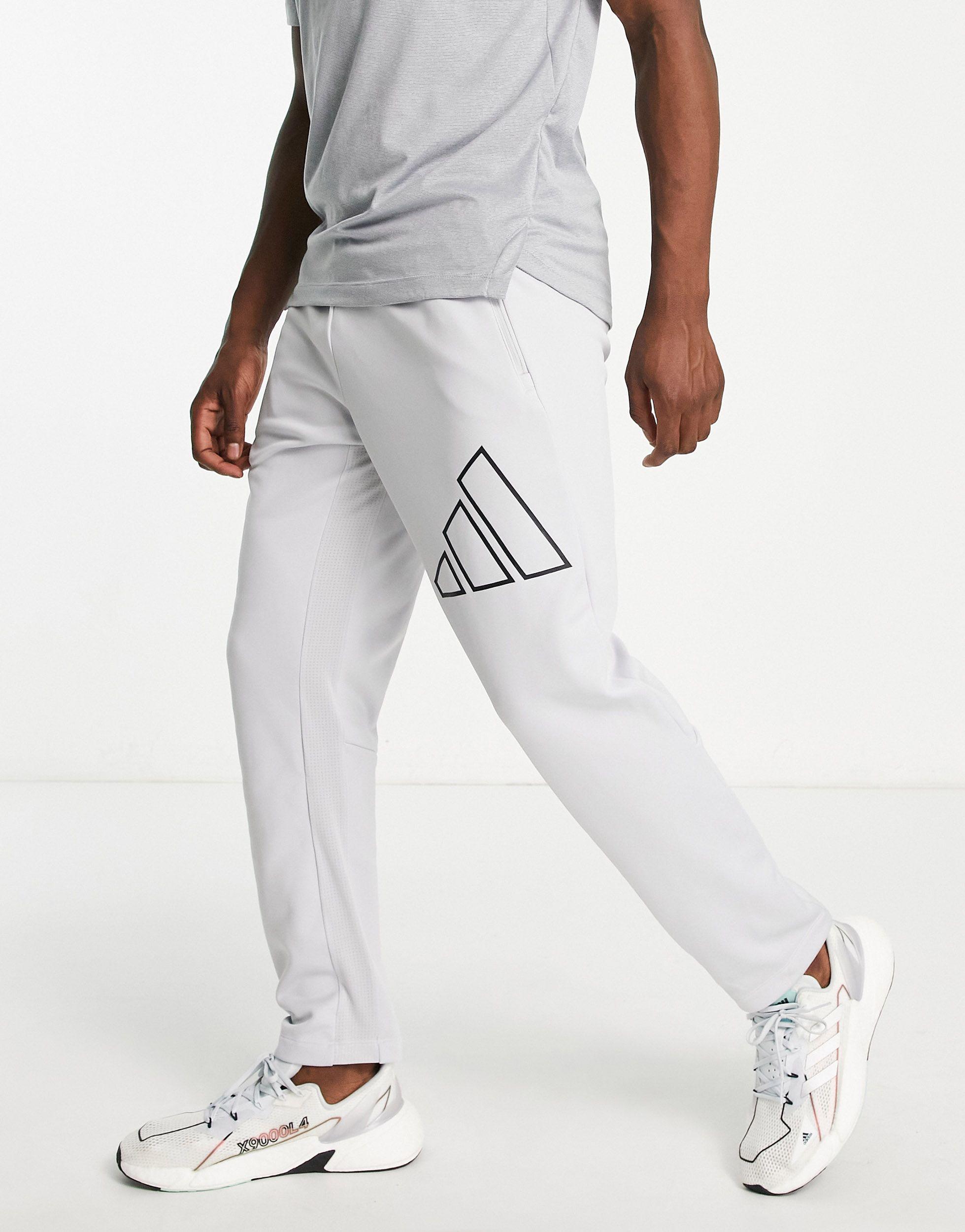 adidas Originals Adidas Training Train Icons 3 Bar Logo joggers in Gray