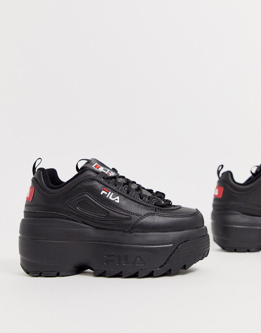 Fila Leather Disruptor Ii Platform Wedge Trainers in Black - Lyst