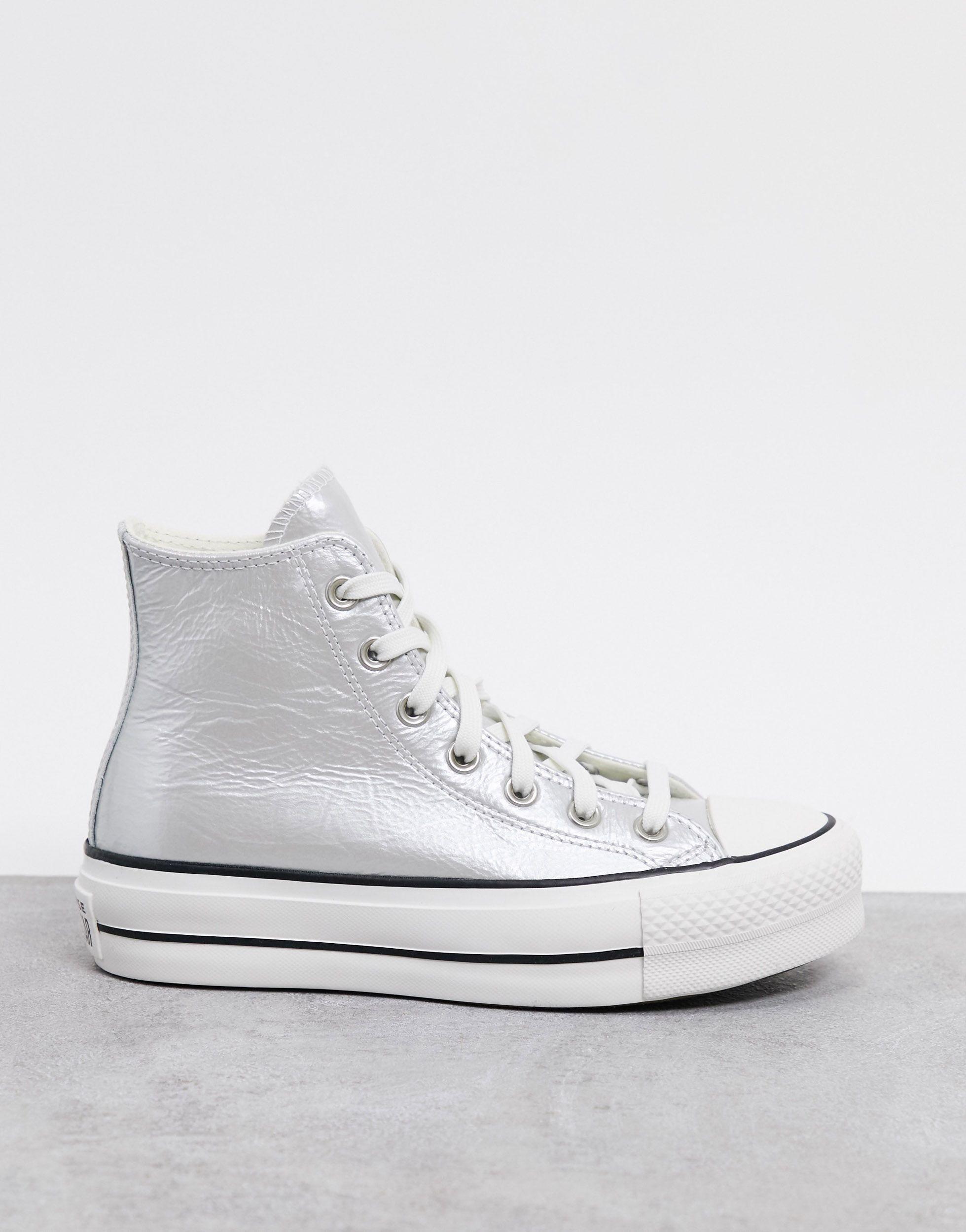 Converse Rubber Chuck Taylor All Star Hi Lift Sneakers in Silver (Metallic)  | Lyst