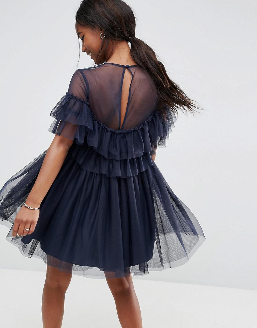 ASOS Asos Tulle Ruffle Mini Dress in 