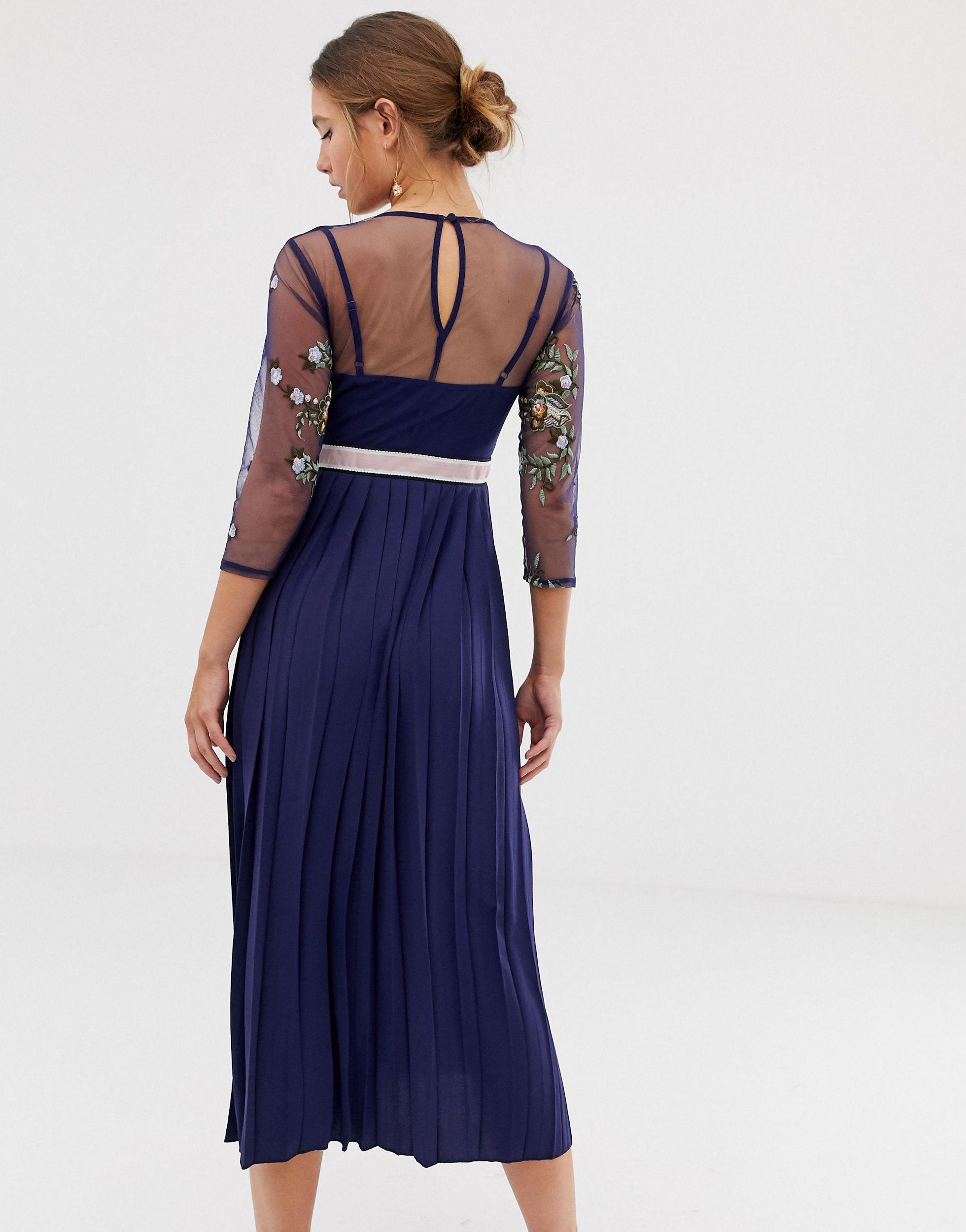 Little mistress navy embroidered dress deals