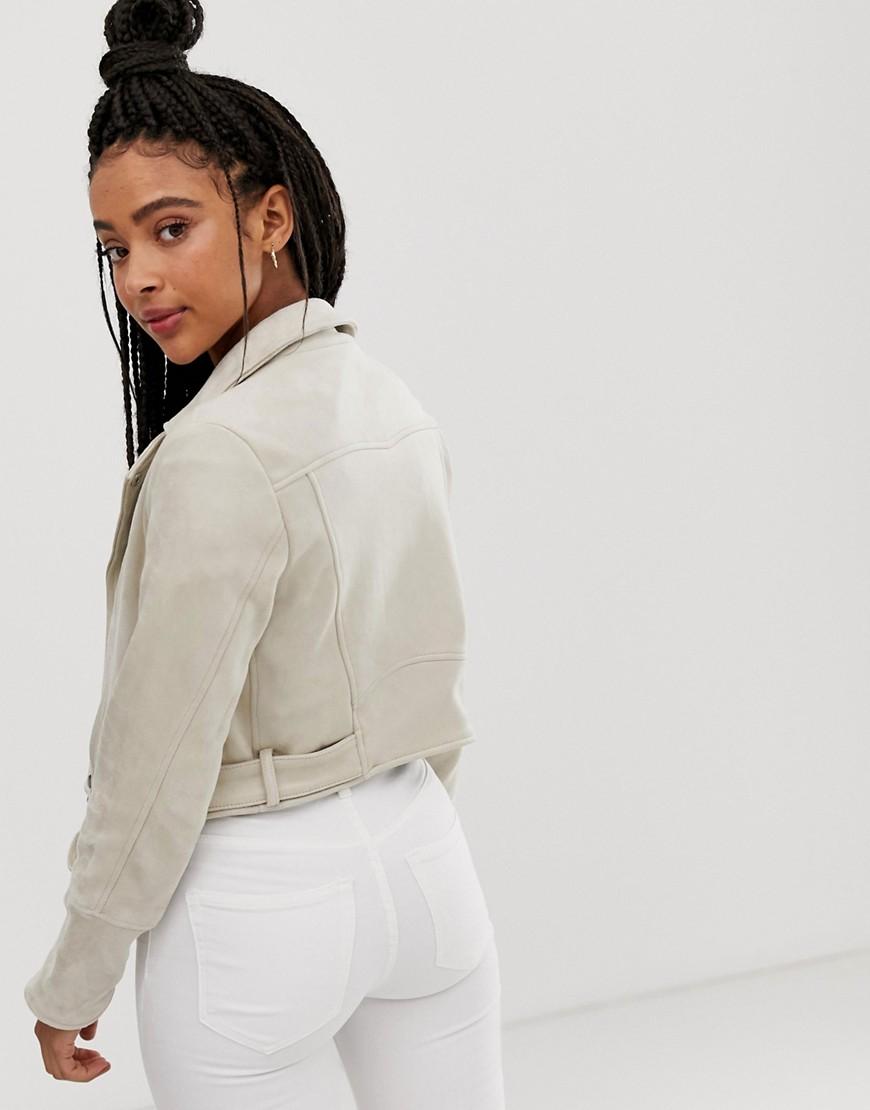 pull and bear faux suede biker jacket