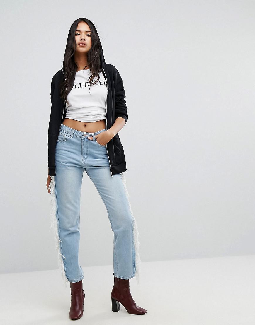 PrettyLittleThing Denim Fray Side Jeans 